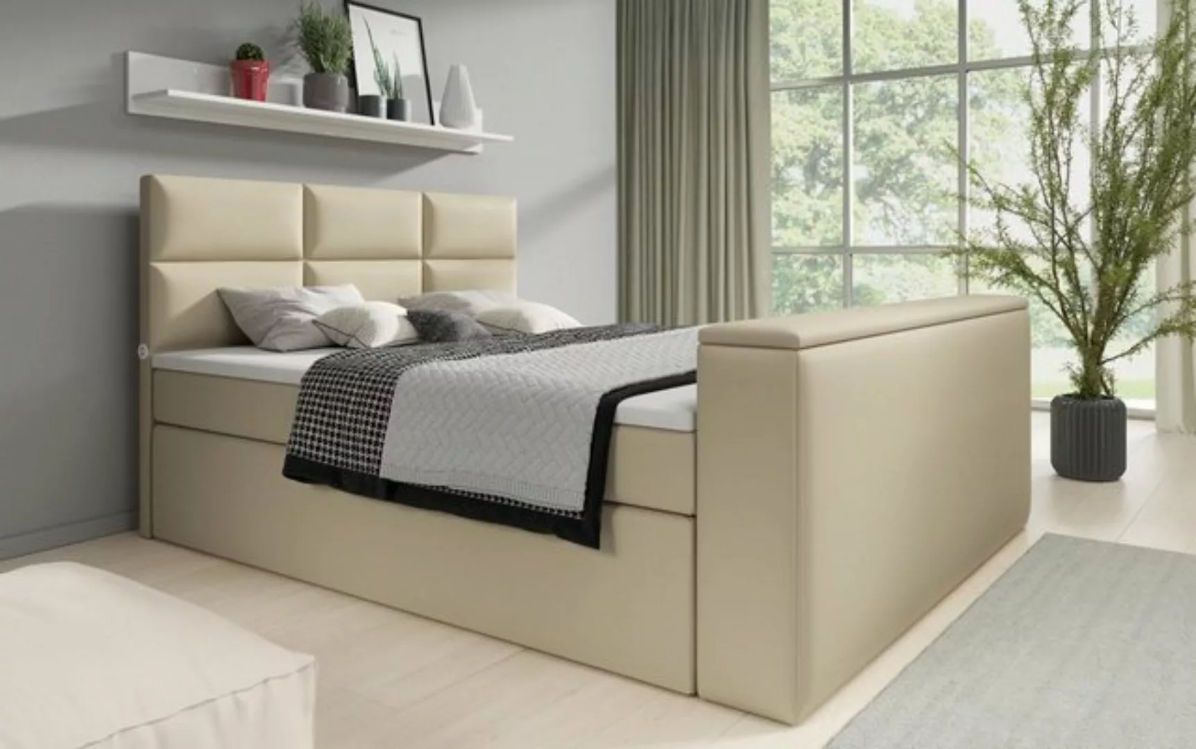 Luxusbetten24 Boxspringbett Carito, mit TV Lift, USB-Anschluss und Stauraum günstig online kaufen