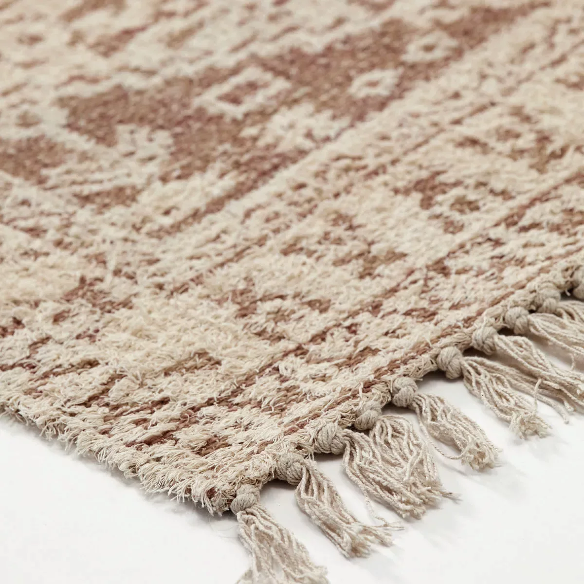 Teppich Wowe in Beige und Braun aus Baumwolle mit Muster günstig online kaufen