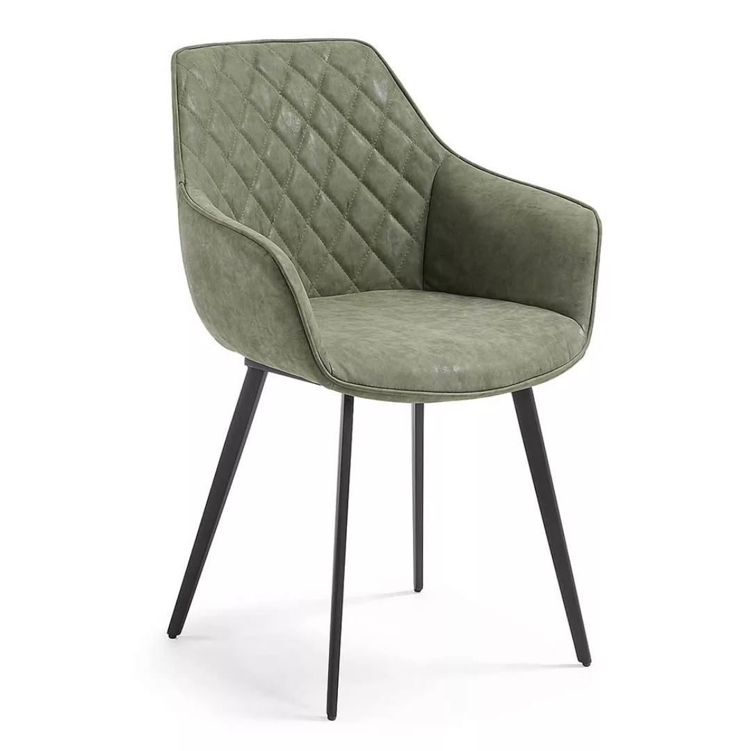 Esszimmerstühle in Grün Kunstleder mit Armlehnen (2er Set) günstig online kaufen