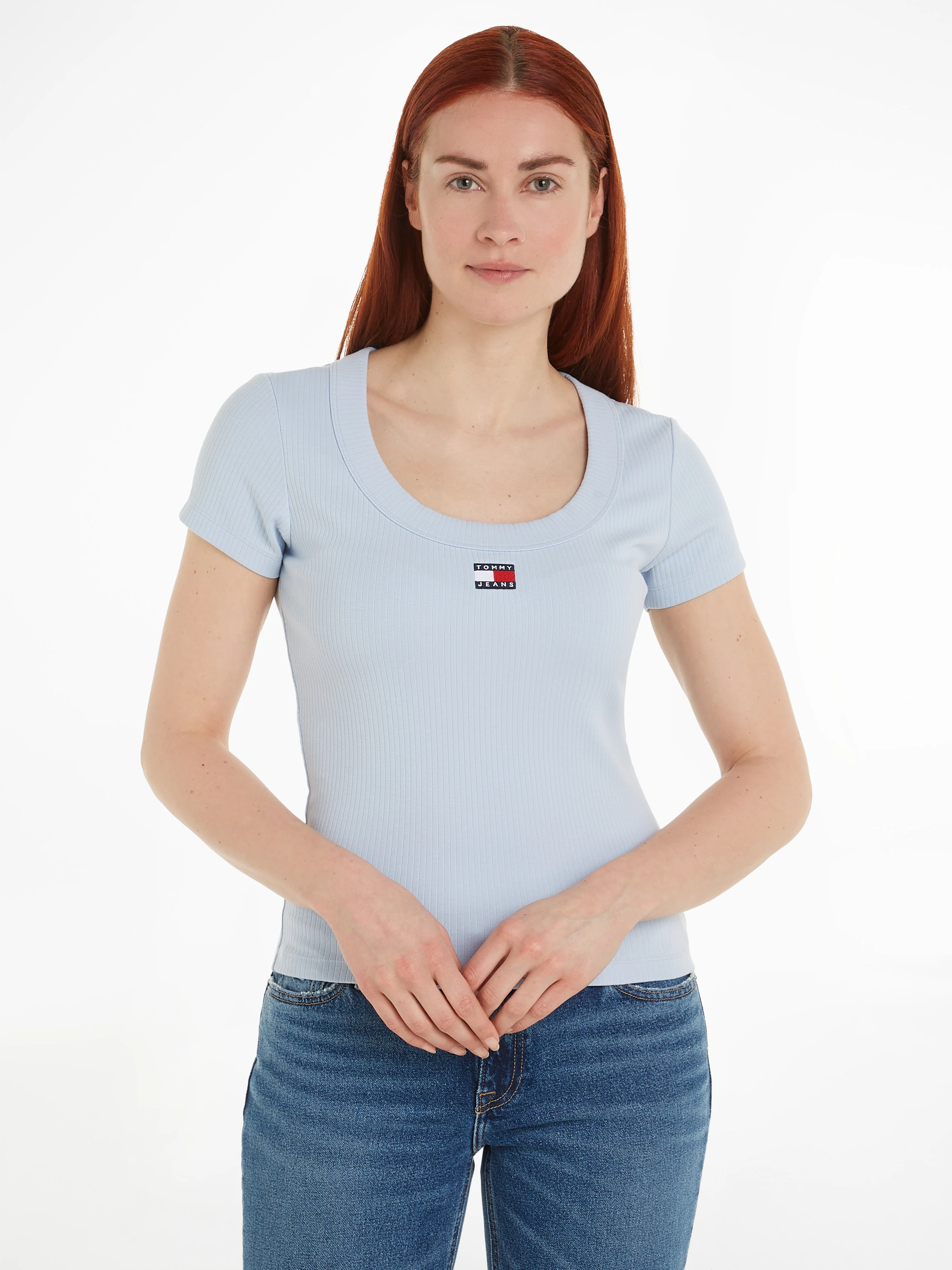 Tommy Jeans T-Shirt TJW SLIM BADGE RIB TEE SS mit Logostickerei günstig online kaufen