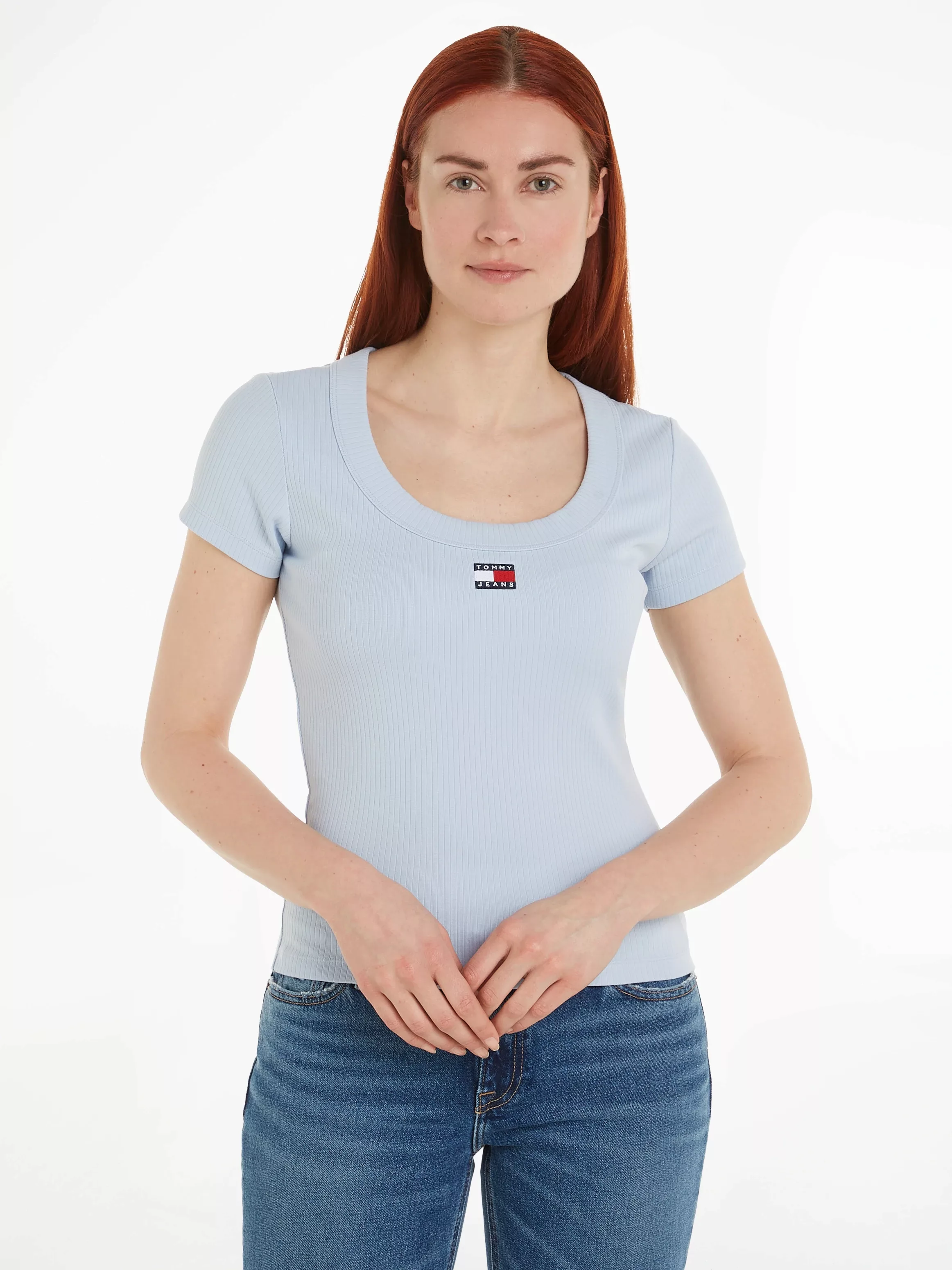 Tommy Jeans T-Shirt "TJW SLIM BADGE RIB TEE SS", mit Logostickerei günstig online kaufen