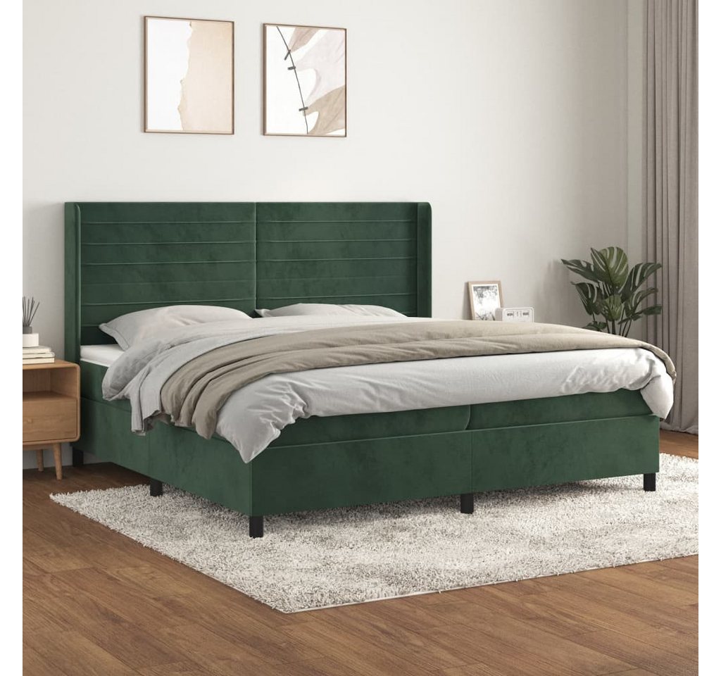 vidaXL Boxspringbett Boxspringbett mit Matratze Dunkelgrün 200x200 cm Samt günstig online kaufen