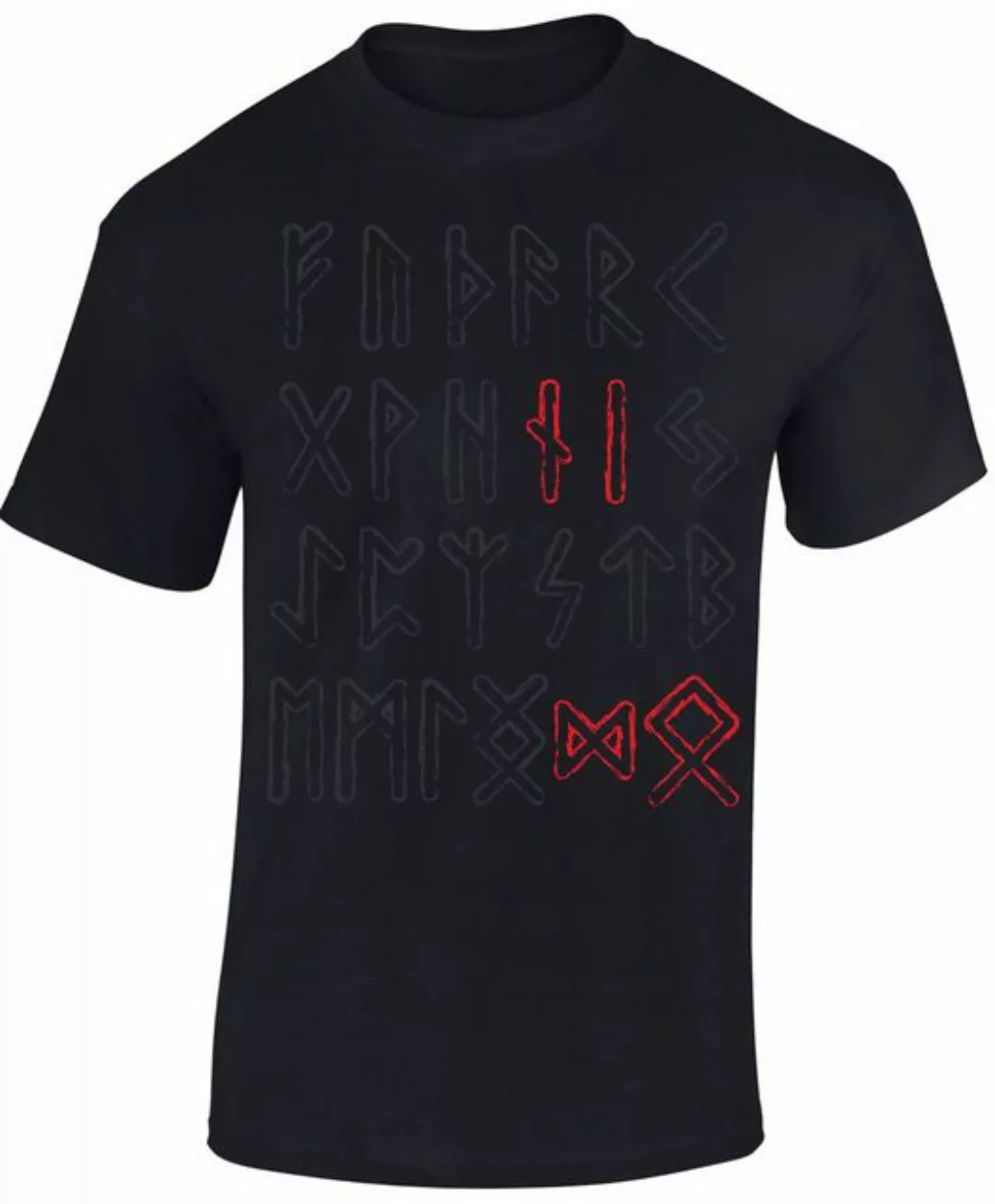 Baddery Print-Shirt Wikinger Tshirt: "Odin Runen" - Viking Shirt Männer, ho günstig online kaufen