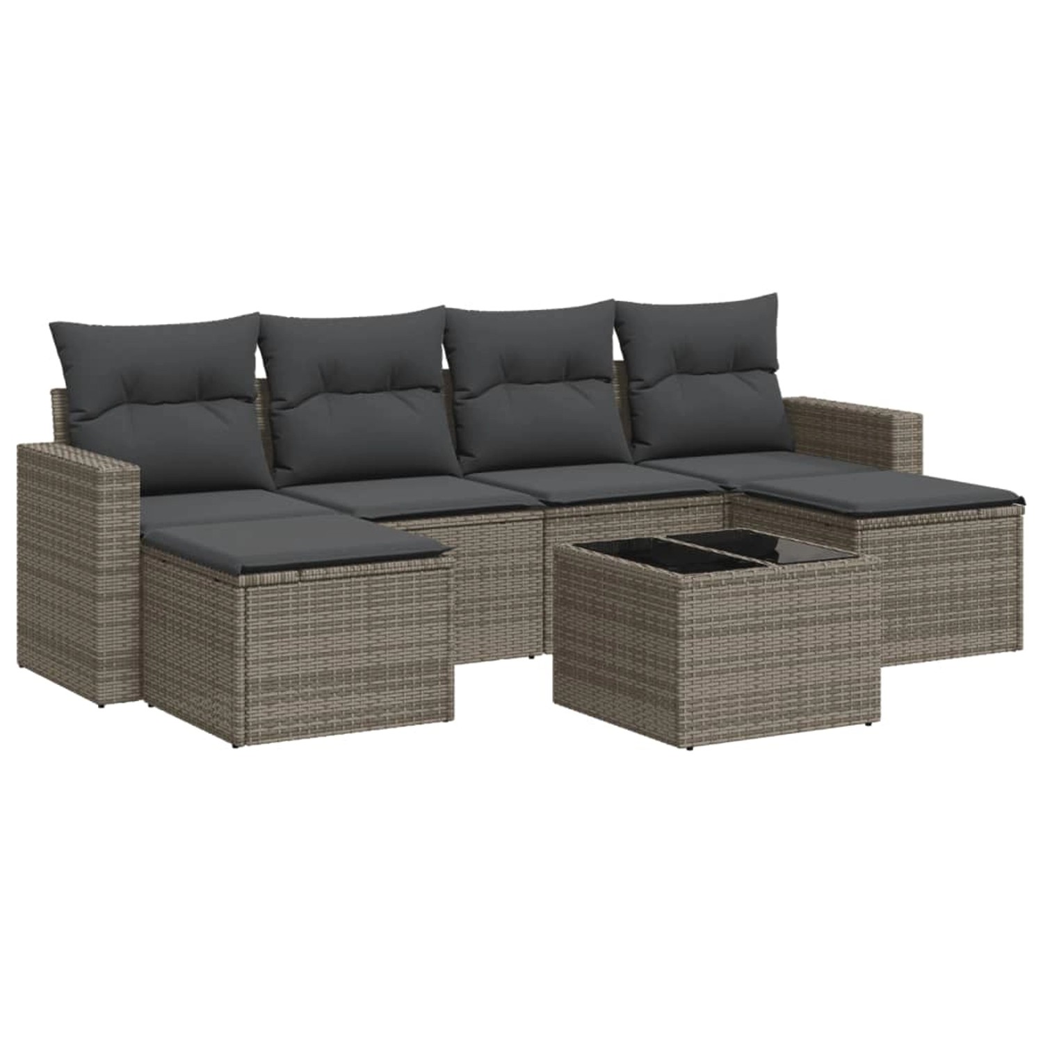 vidaXL 7-tlg Garten-Sofagarnitur mit Kissen Grau Poly Rattan Modell 28 günstig online kaufen