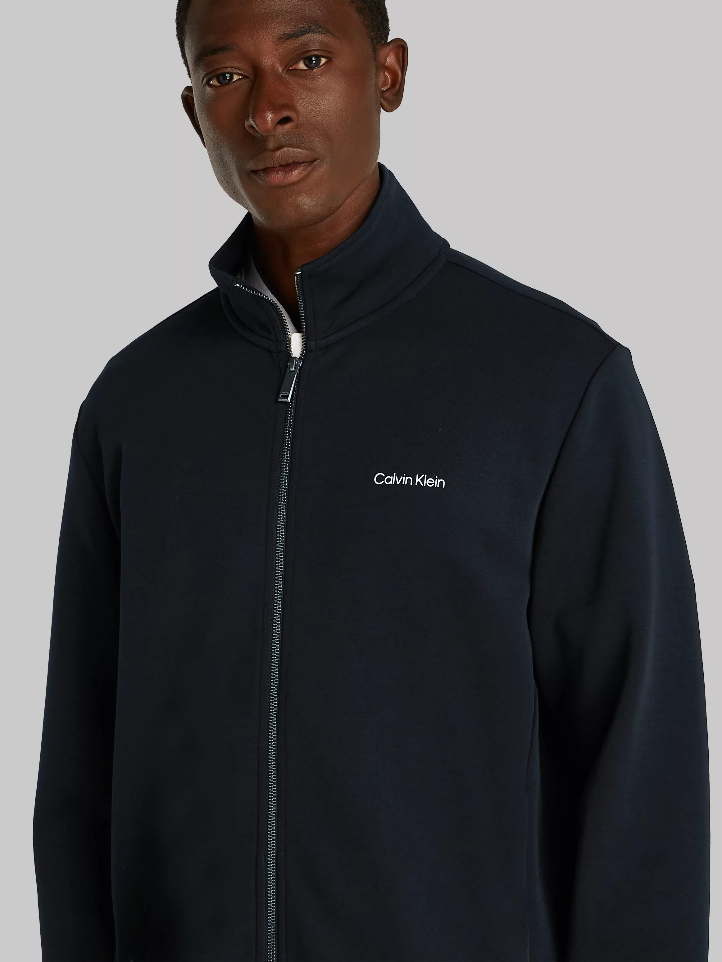 Calvin Klein Sweatshirt "MICRO LOGO MOCK NECK ZIP THROUGH", mit Logo auf de günstig online kaufen