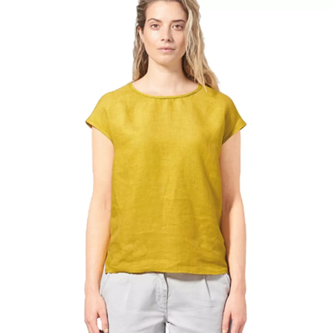 Hempage Damen Klasssische Kurzarm-bluse Aus Reinem Hanf günstig online kaufen