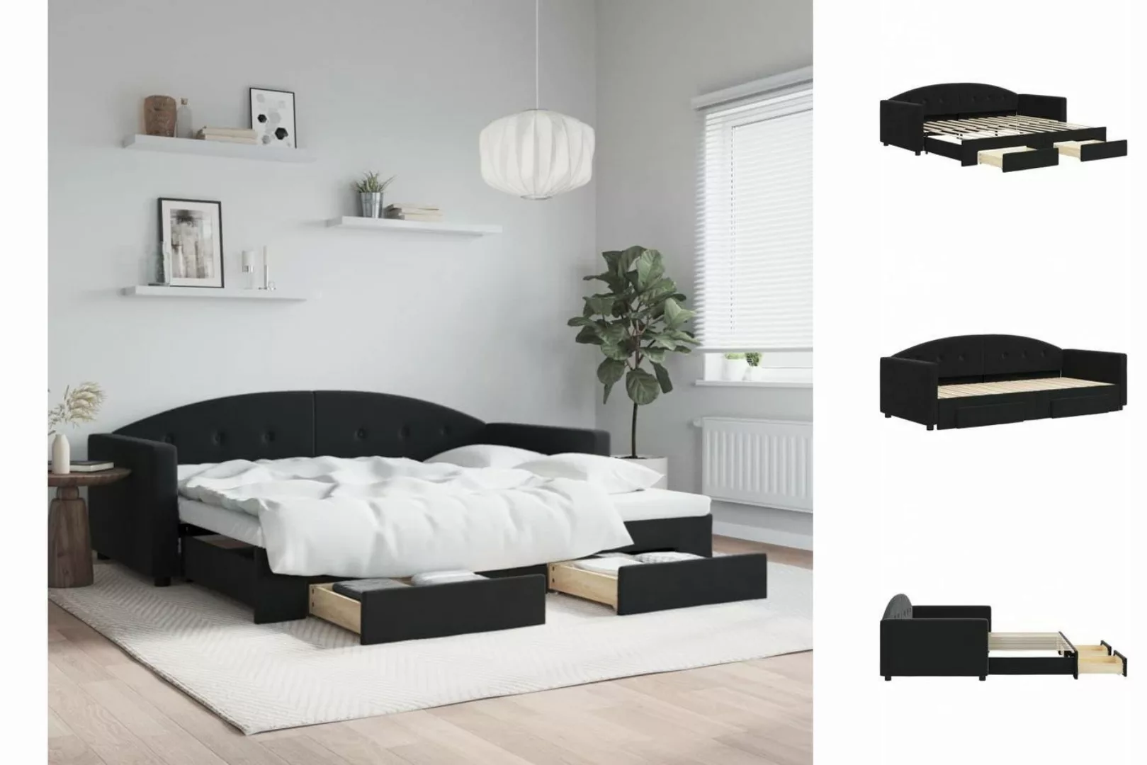 vidaXL Gästebett Gästebett Tagesbett Ausziehbar mit Schubladen Schwarz 90x2 günstig online kaufen