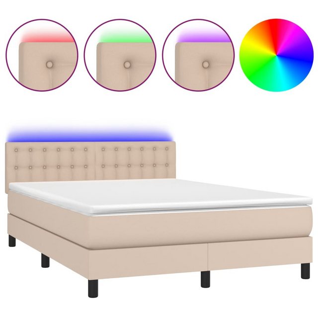 vidaXL Boxspringbett Bett Boxspringbett mit Matratze & LED Kunstleder (140 günstig online kaufen