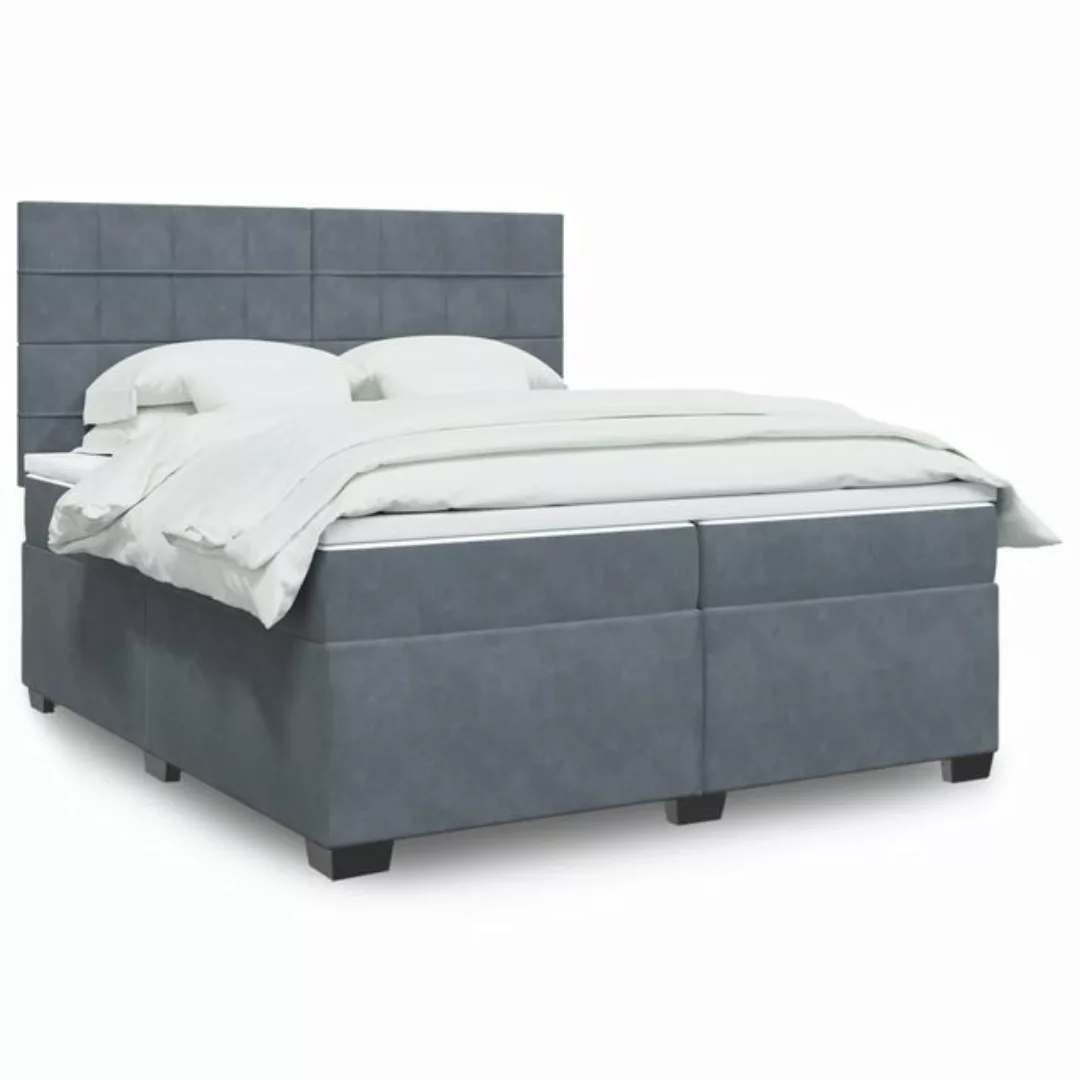 vidaXL Boxspringbett, Boxspringbett mit Matratze Dunkelgrau 200x200 cm Samt günstig online kaufen