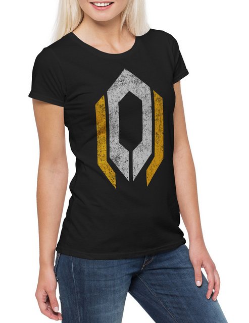 Urban Backwoods Print-Shirt Cerberus Logo Damen T-Shirt Gamer Shepard Mass günstig online kaufen