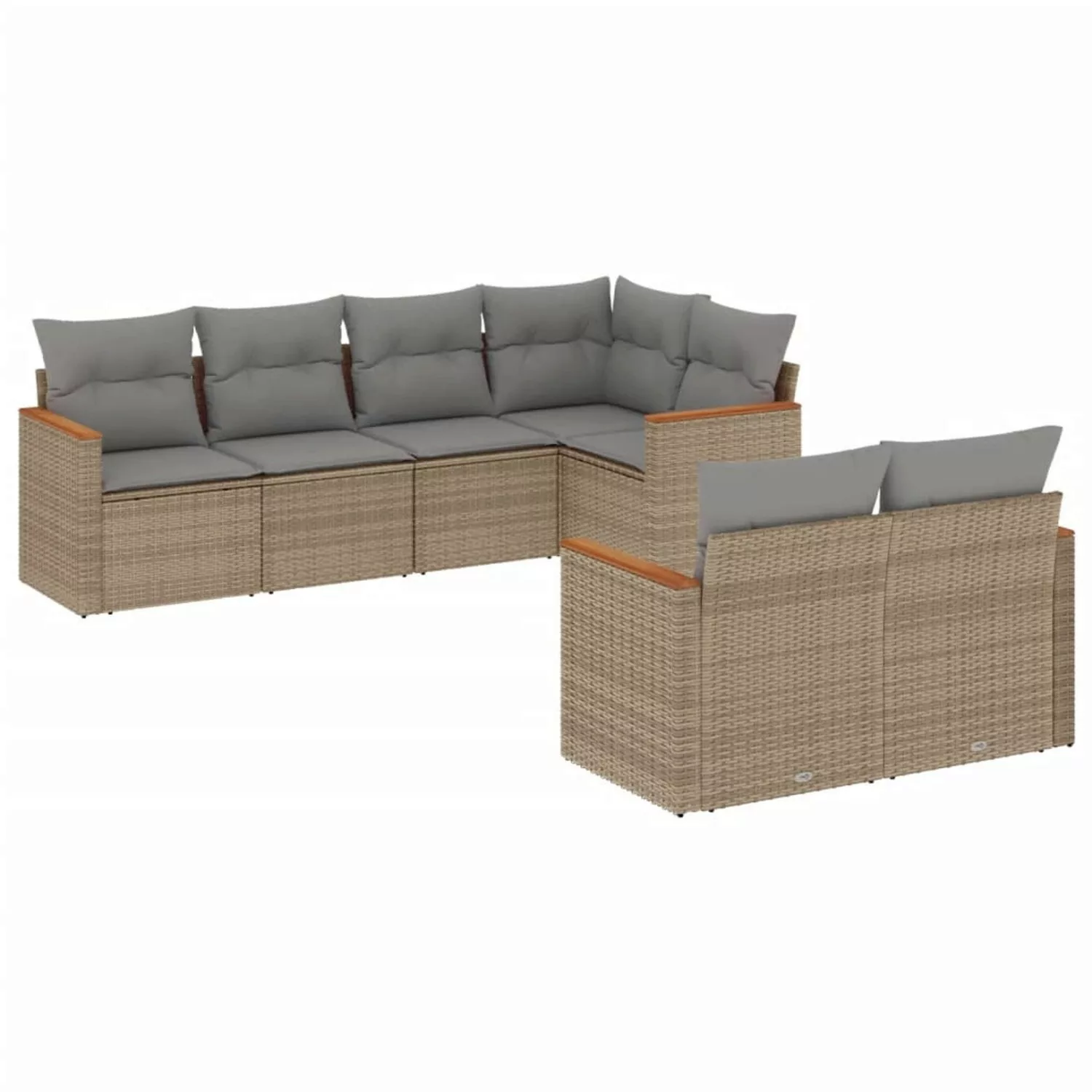 vidaXL 7-tlg Garten-Sofagarnitur mit Kissen Beige Poly Rattan Modell 298 günstig online kaufen