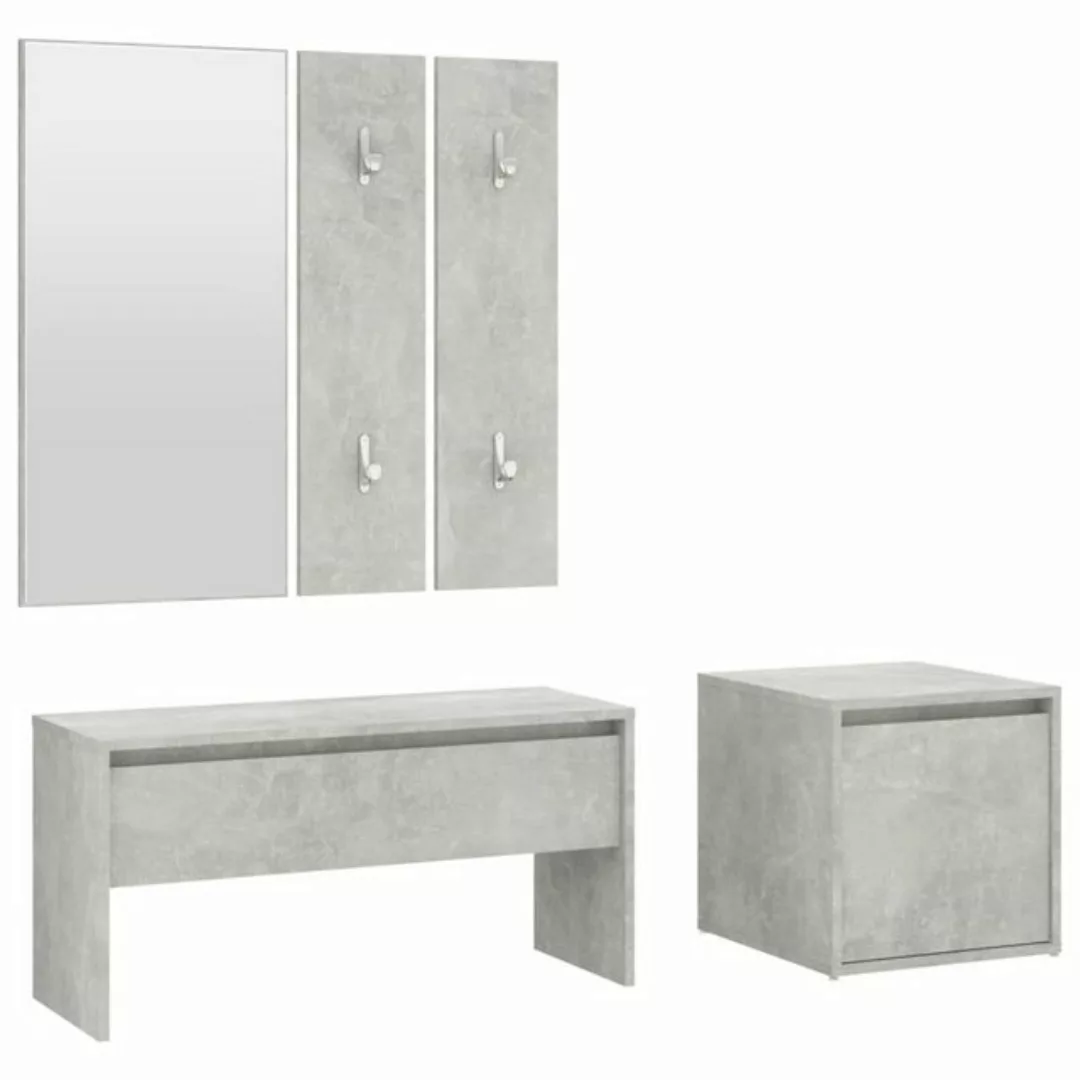 furnicato Kleiderschrank Flurmöbel-Set Betongrau Holzwerkstoff günstig online kaufen