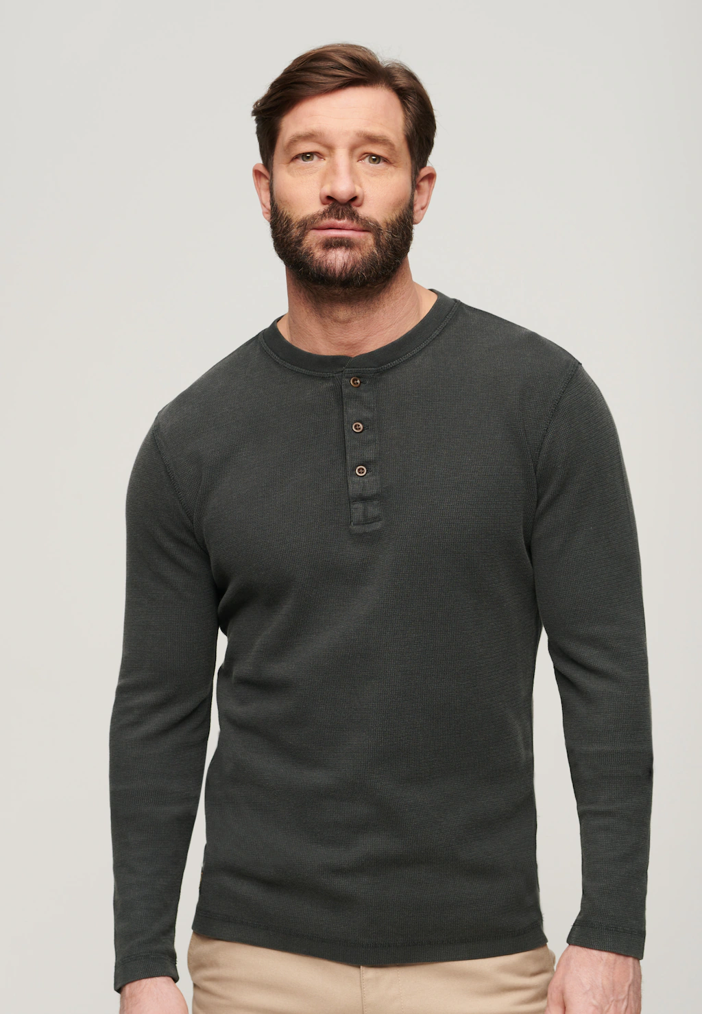 Superdry Langarmshirt "WAFFLE LONG SLEEVE HENLEY TOP" günstig online kaufen