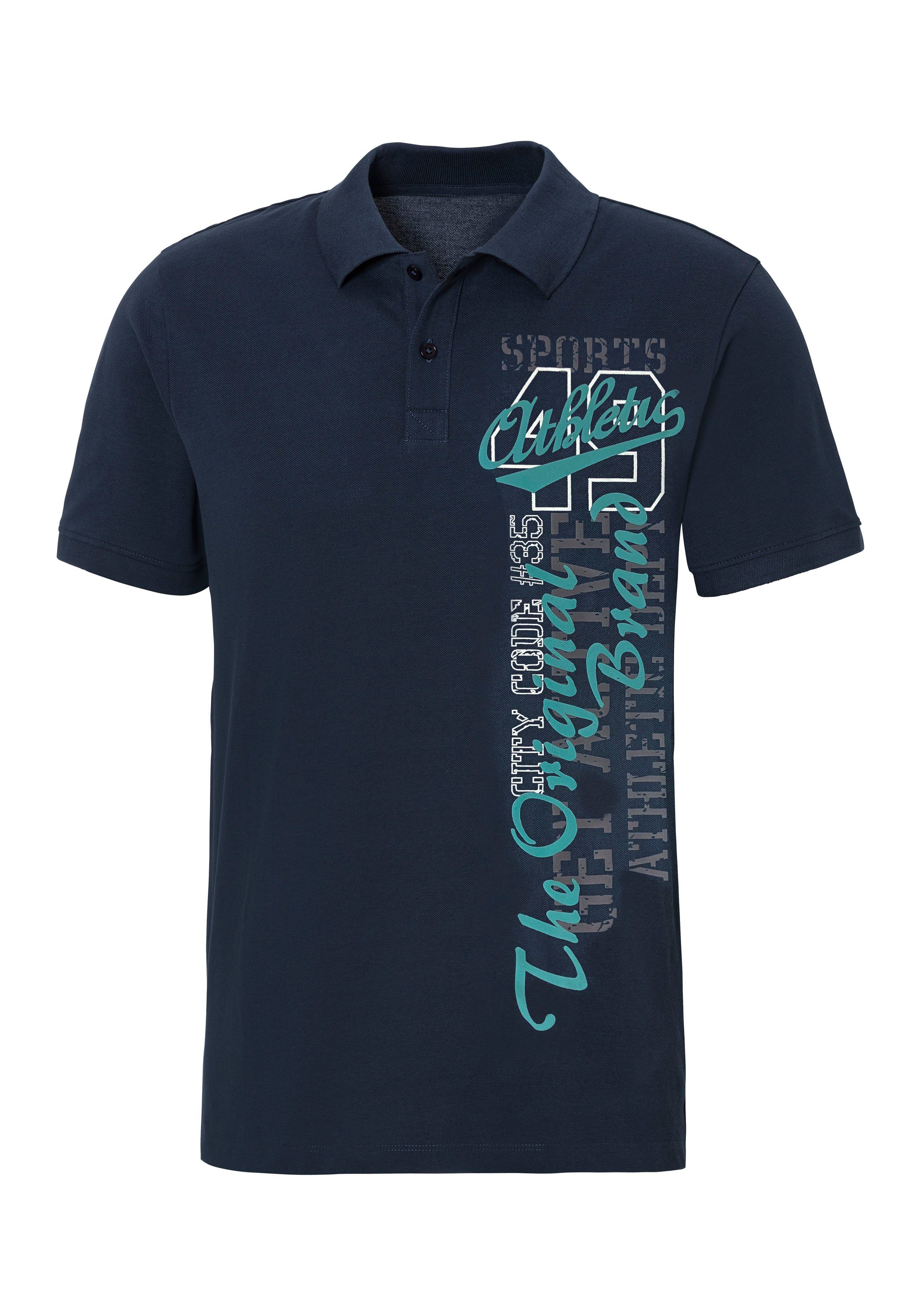 John Devin Poloshirt, mit großem Druck vorn aus Baumwoll-Piqué günstig online kaufen