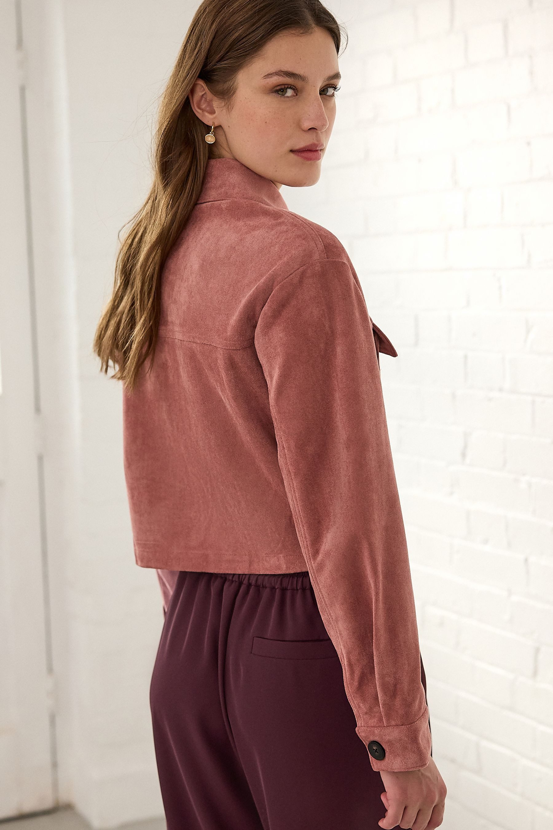 Next Lederimitatjacke Kurze Jacke aus Velourslederimitat, günstig online kaufen