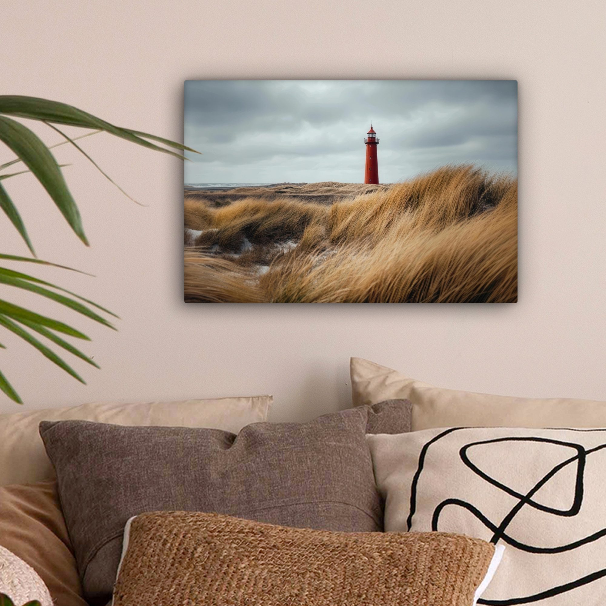 OneMillionCanvasses® Leinwandbild Dünen - Leuchtturm - günstig online kaufen