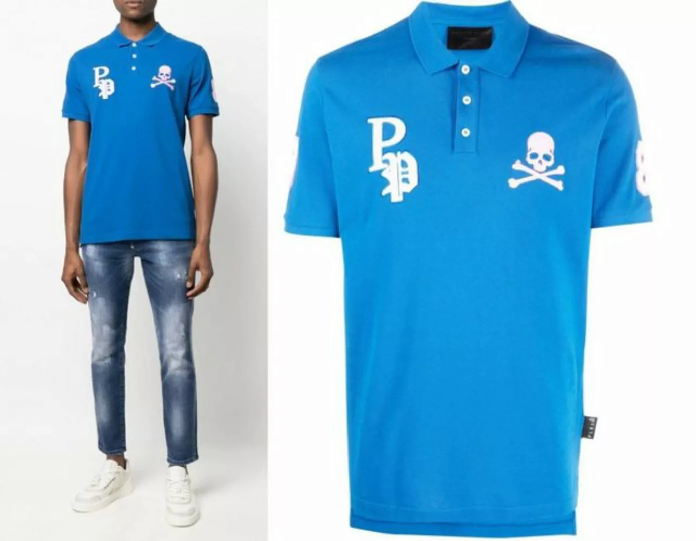 PHILIPP PLEIN Poloshirt PHILIPP PLEIN Polo Shirt Polohemd Multi Skull Logo günstig online kaufen