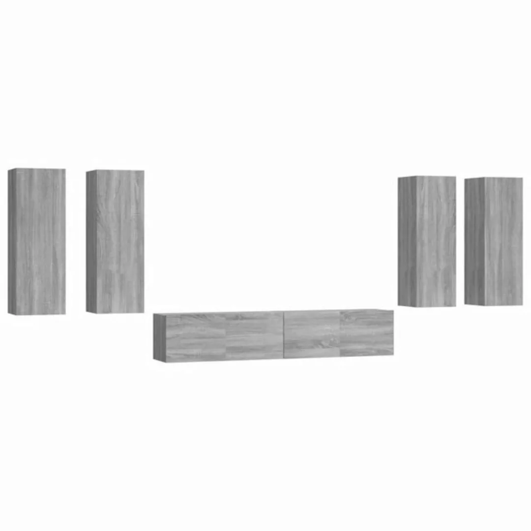 furnicato TV-Schrank 6-tlg. TV-Schrank-Set Grau Sonoma Holzwerkstoff (1-St) günstig online kaufen