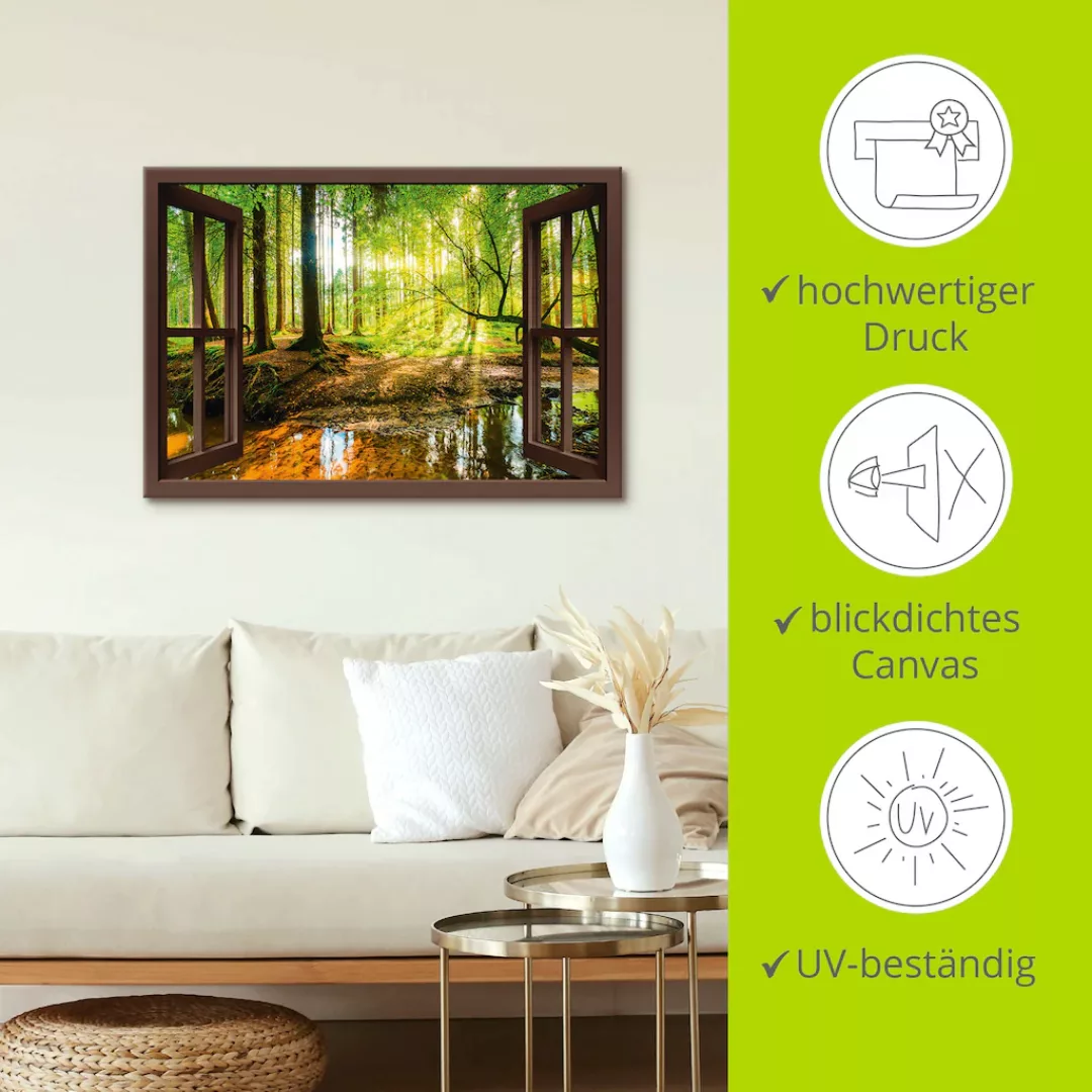 Artland Wandbild »Fensterblick - Wald mit Bach«, Wald, (1 St.), als Leinwan günstig online kaufen