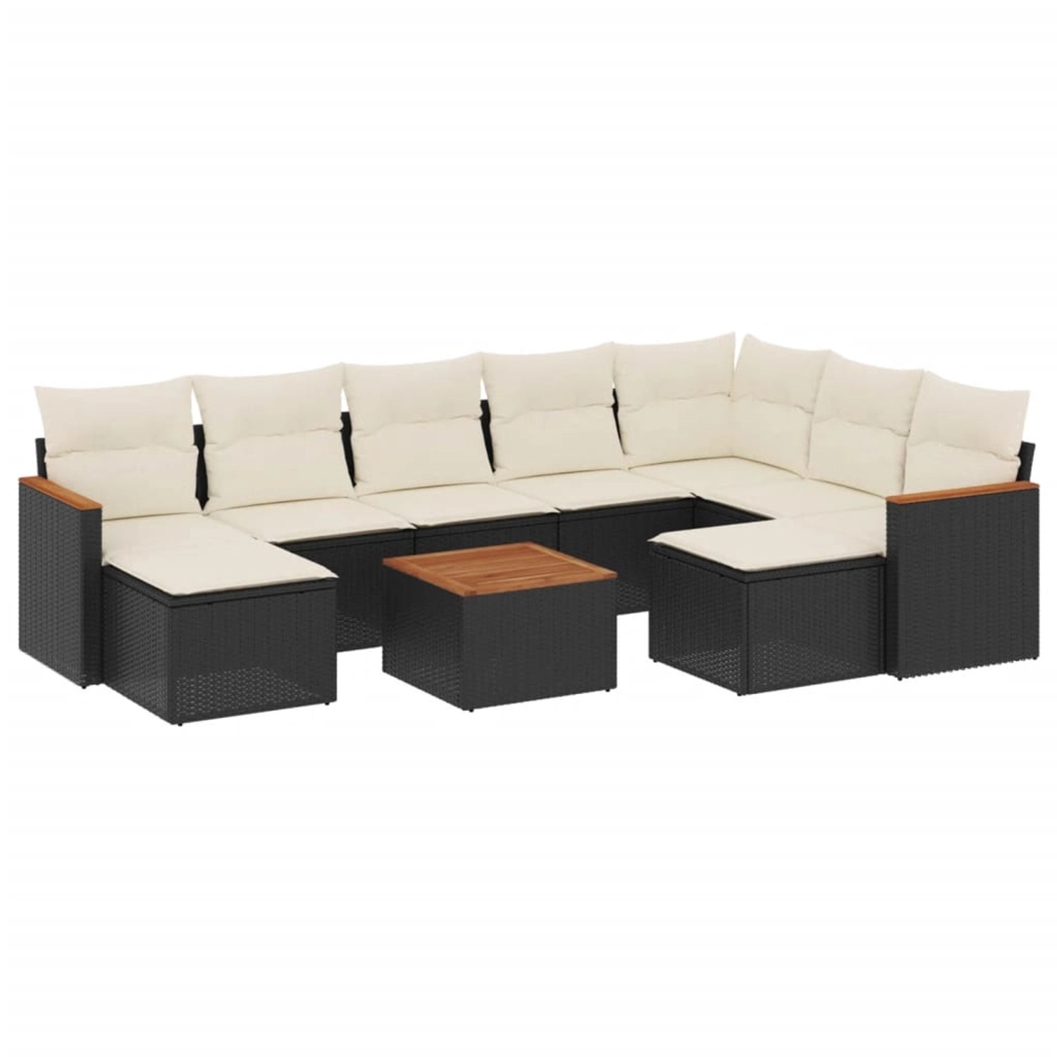 vidaXL 10-Tlg Garten-Sofagarnitur mit Kissen Schwarz Poly Rattan 3226546 günstig online kaufen