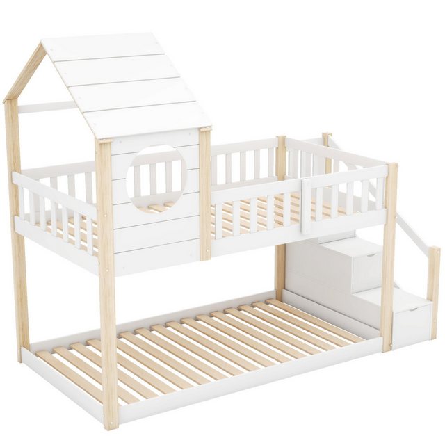 OKWISH Etagenbett Doppelbett, Kinderbett in Hausform (90 x 200 cm, ohne Mat günstig online kaufen