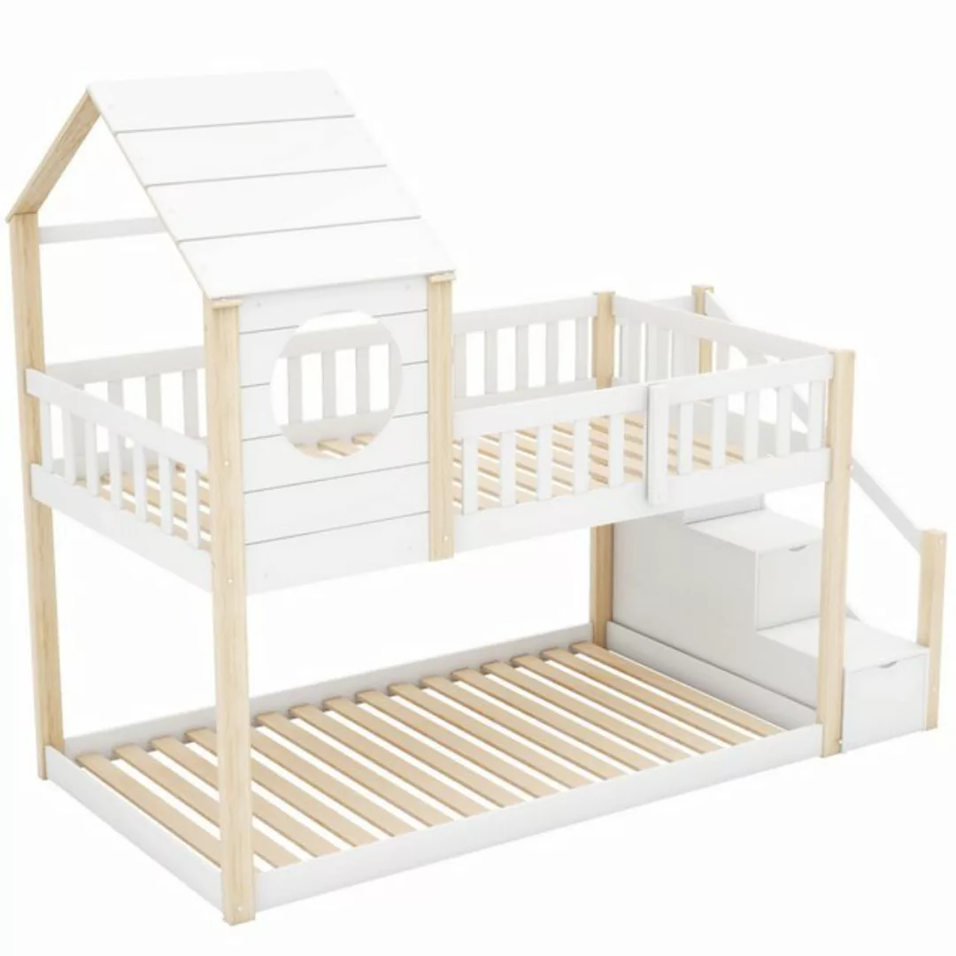 OKWISH Etagenbett Doppelbett, Kinderbett in Hausform (90 x 200 cm, ohne Mat günstig online kaufen