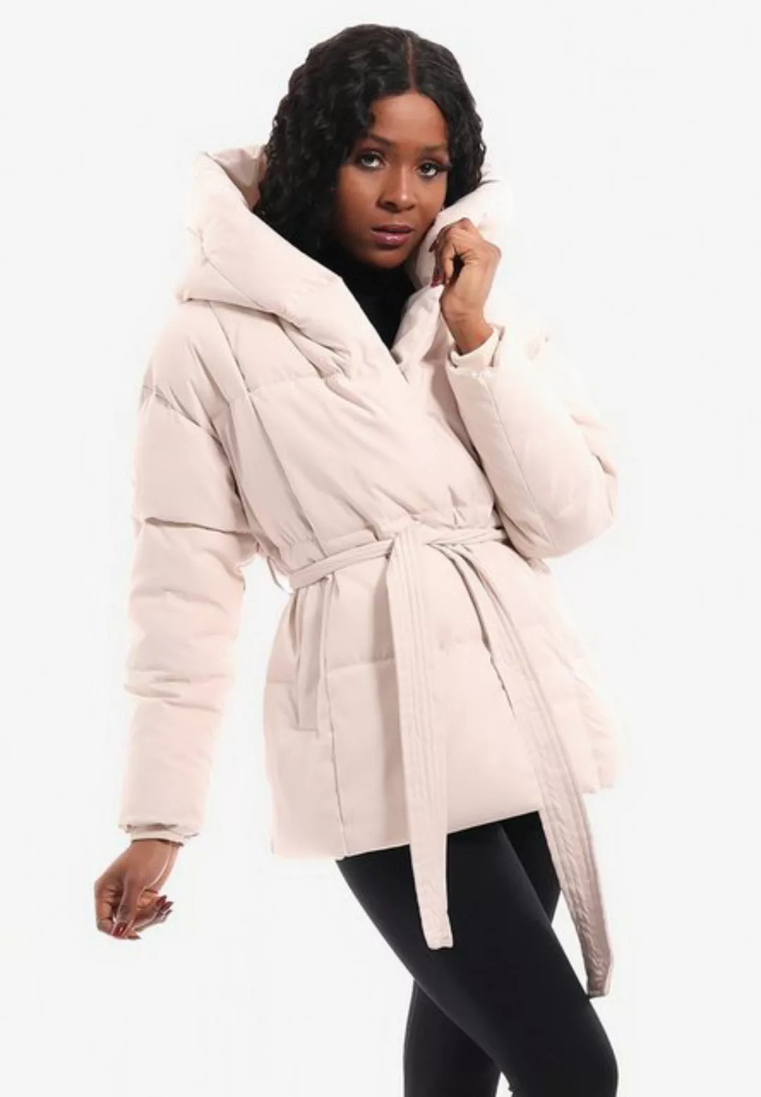 YC Fashion & Style Winterjacke Steppjacke mit XXL Kapuze und Taillengürtel günstig online kaufen