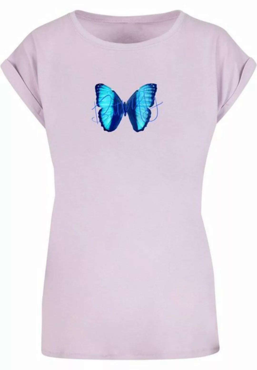 Merchcode T-Shirt Merchcode Damen Ladies Butterfly Blue Extended Shoulder T günstig online kaufen