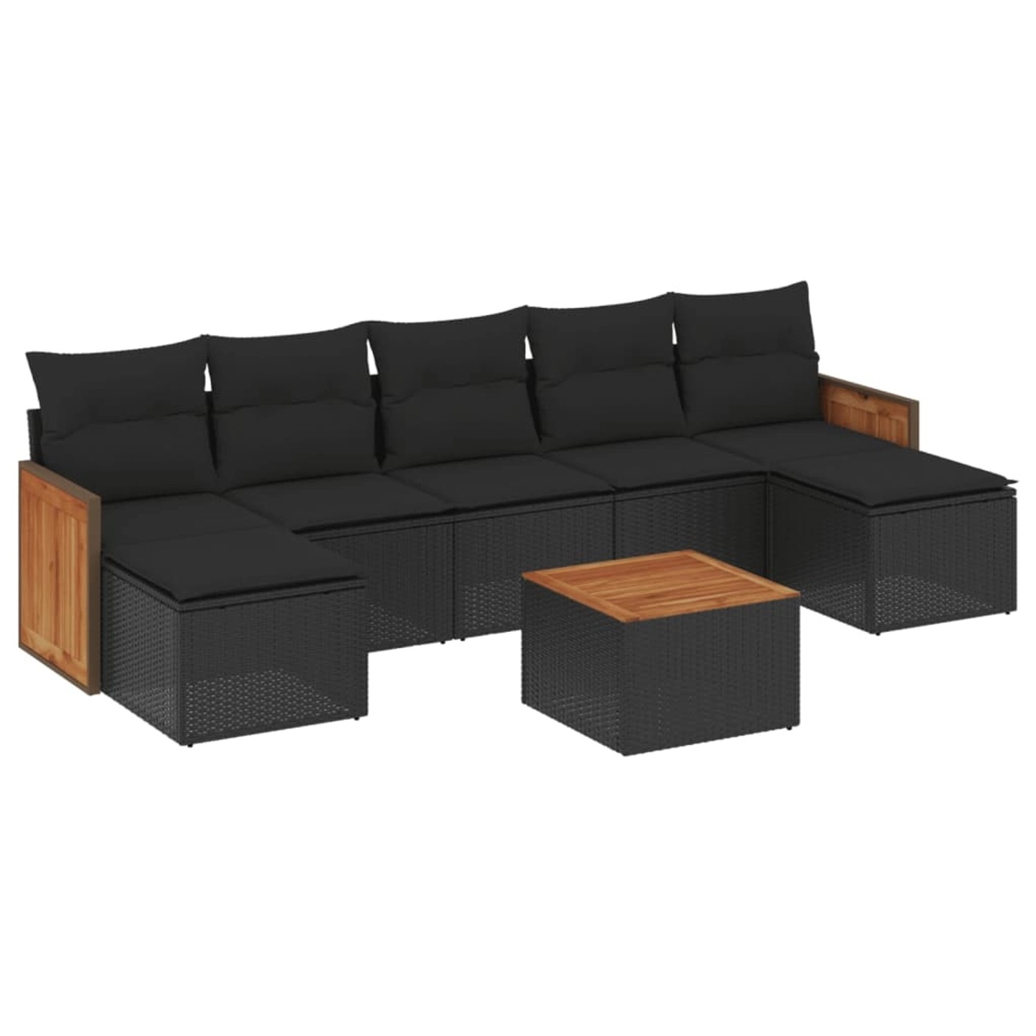 vidaXL 8-Tlg Garten-Sofagarnitur mit Kissen Schwarz Poly Rattan 3227917 günstig online kaufen