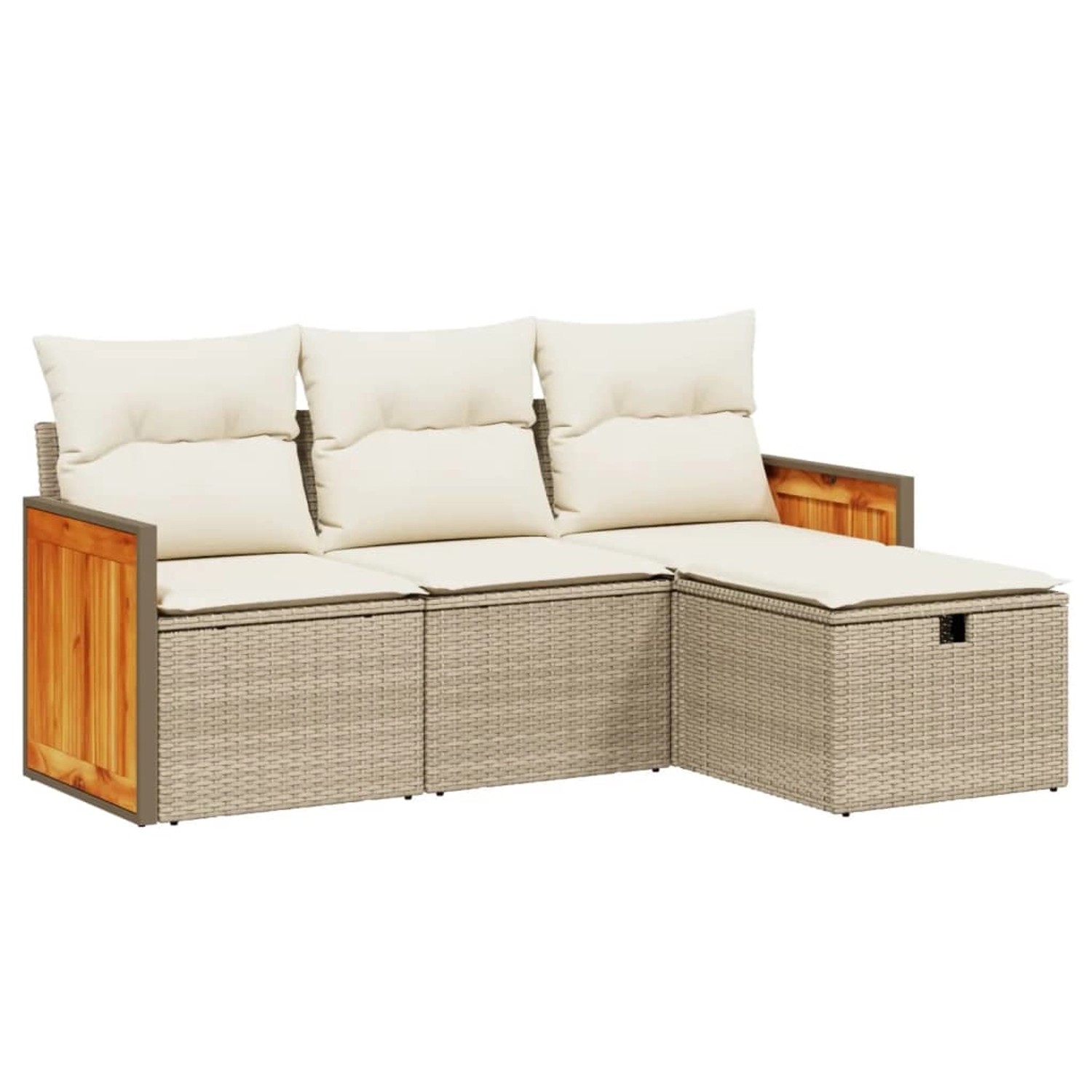 vidaXL 4-Tlg Garten-Sofagarnitur mit Kissen Beige Poly Rattan 3265706 günstig online kaufen