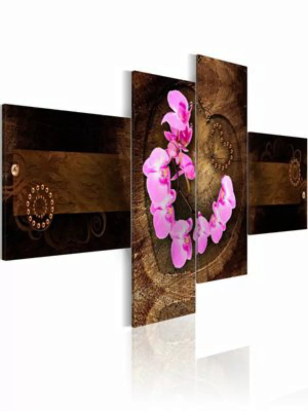 artgeist Wandbild Orchidee und Holz braun-kombi Gr. 200 x 90 günstig online kaufen