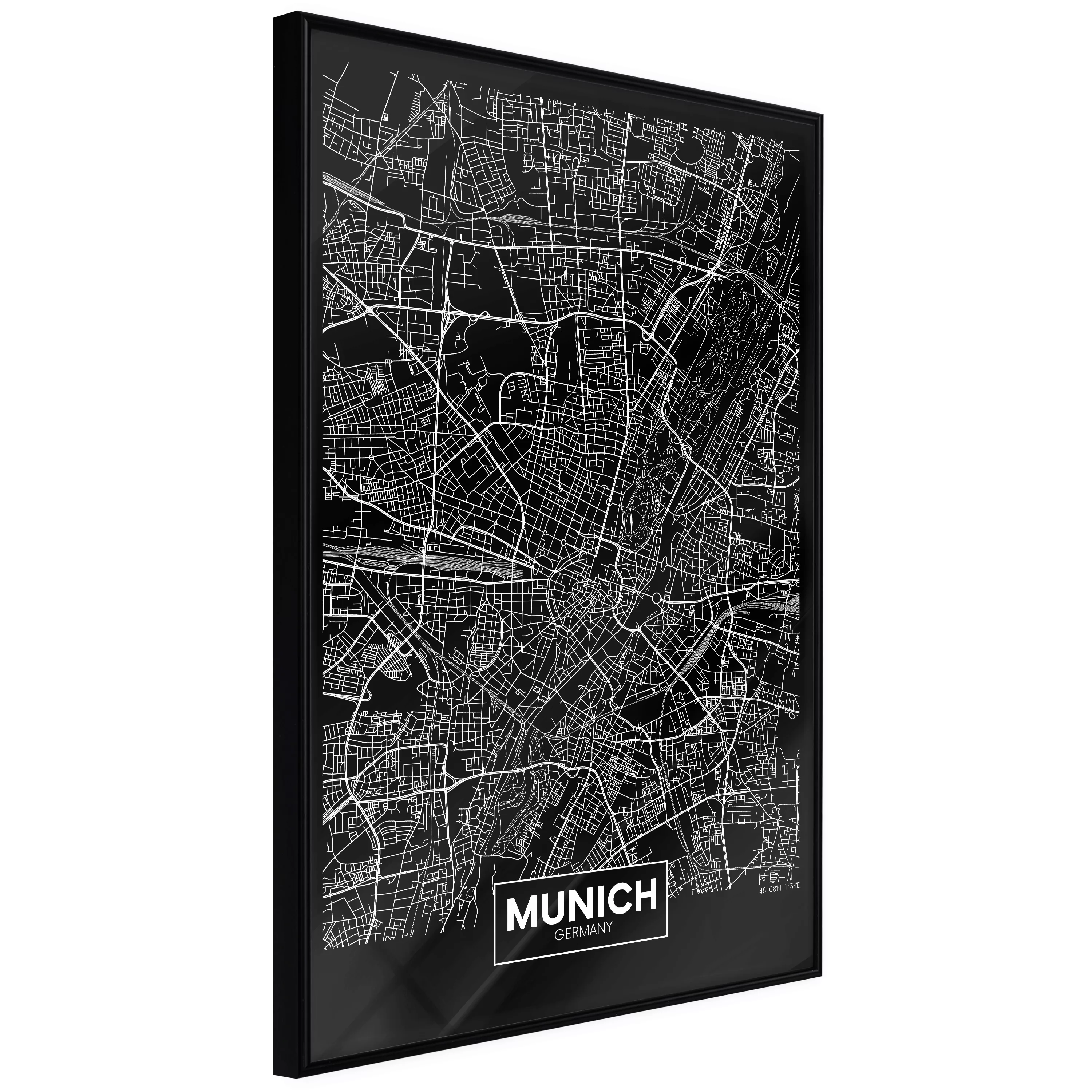 Poster - City Map: Munich (dark) günstig online kaufen