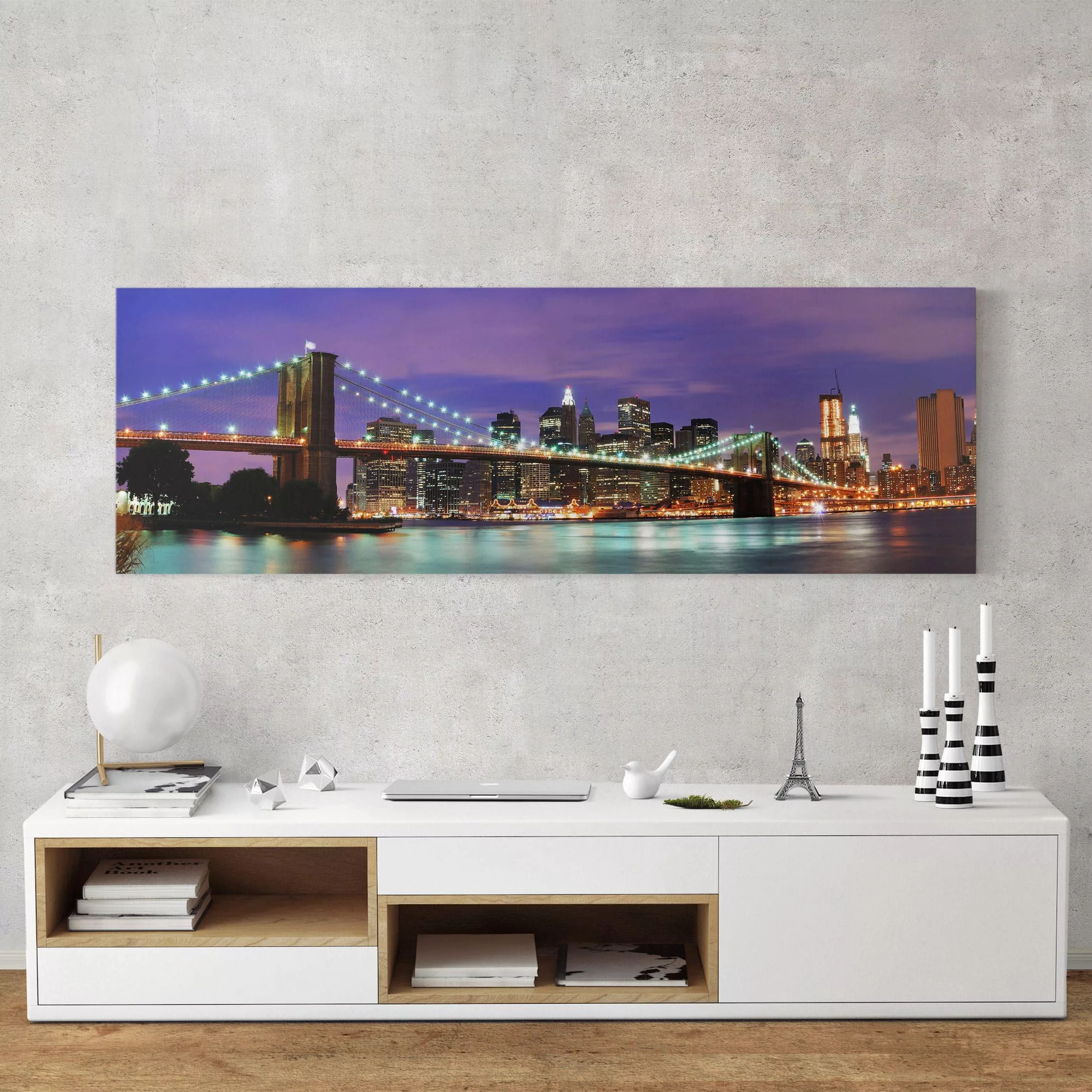Leinwandbild New York - Panorama Brooklyn Bridge in New York City günstig online kaufen
