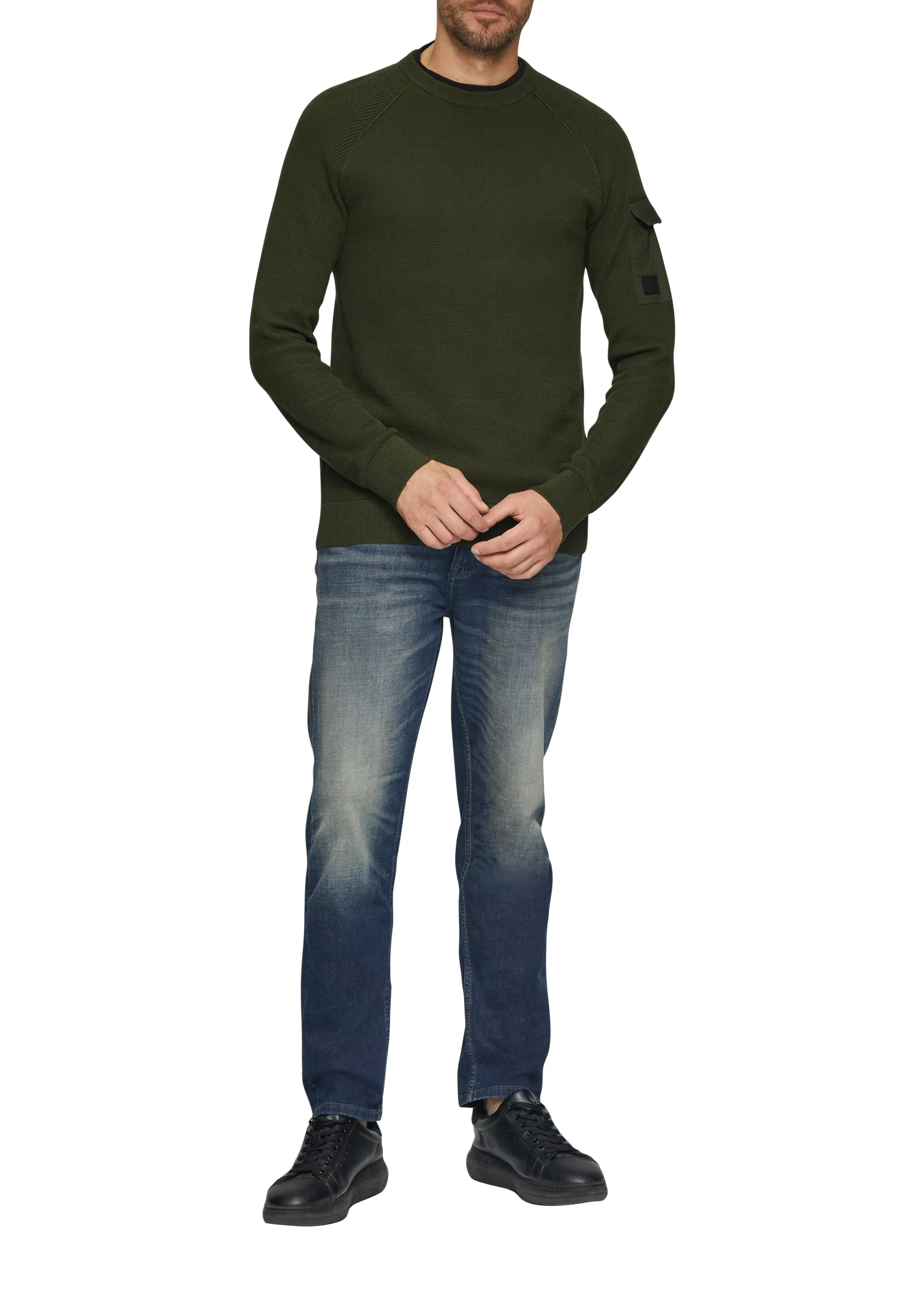 s.Oliver Strickpullover mit aufgesetzter Tasche am Arm günstig online kaufen