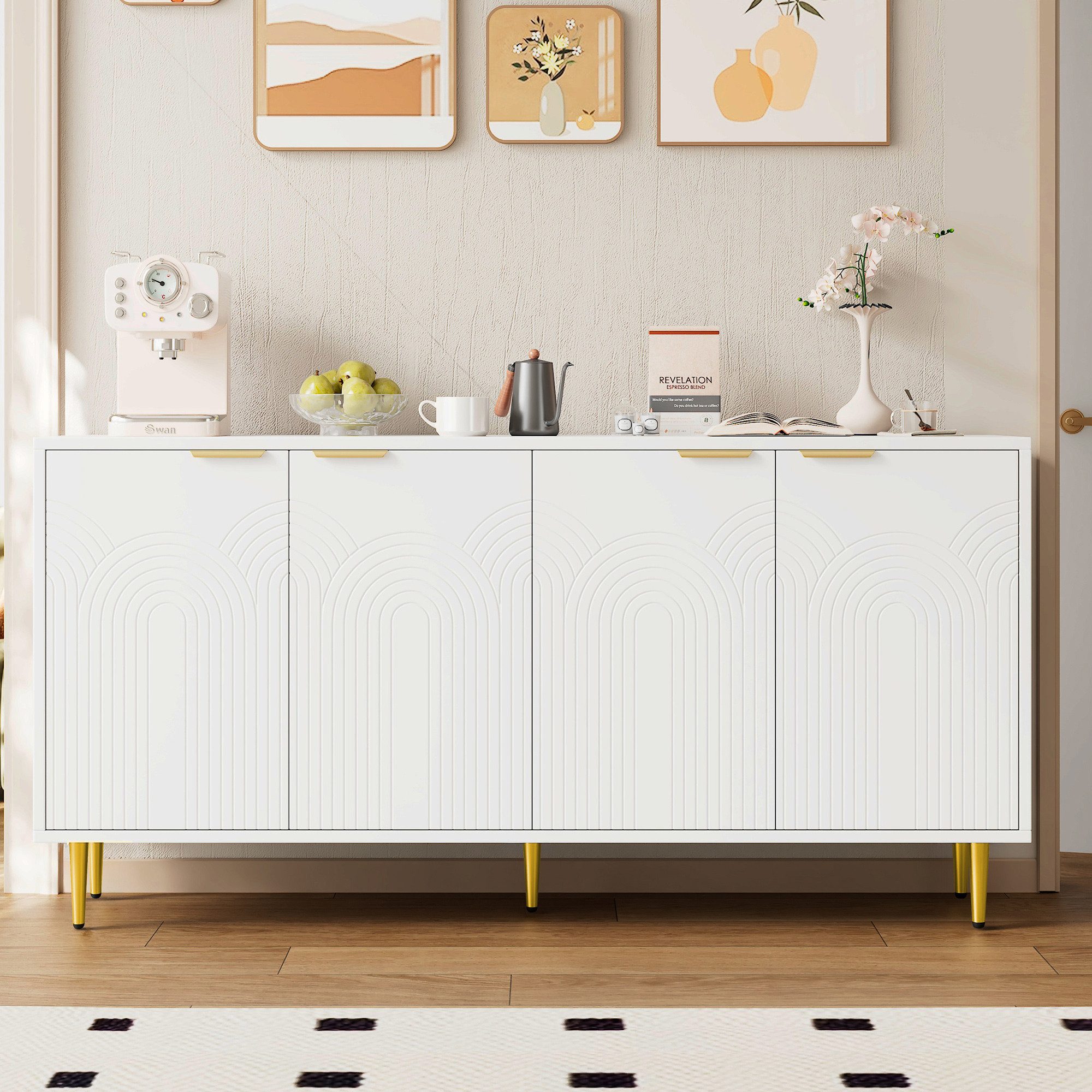 STILVORA Sideboard wohnzimmer 80×35cm Buffetschrank weiß,Küchenschrank günstig online kaufen