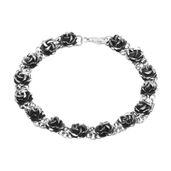 Silber Armkette Mini Rosenblüten Dunkel Fair-trade Und Handmade günstig online kaufen
