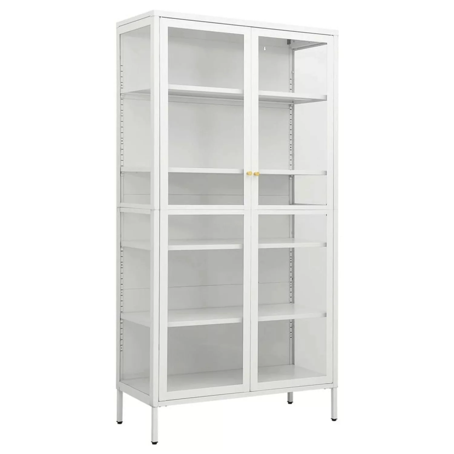 Vitrine Weiß 90x40x180 Cm Stahl Und Gehertetes Glas günstig online kaufen