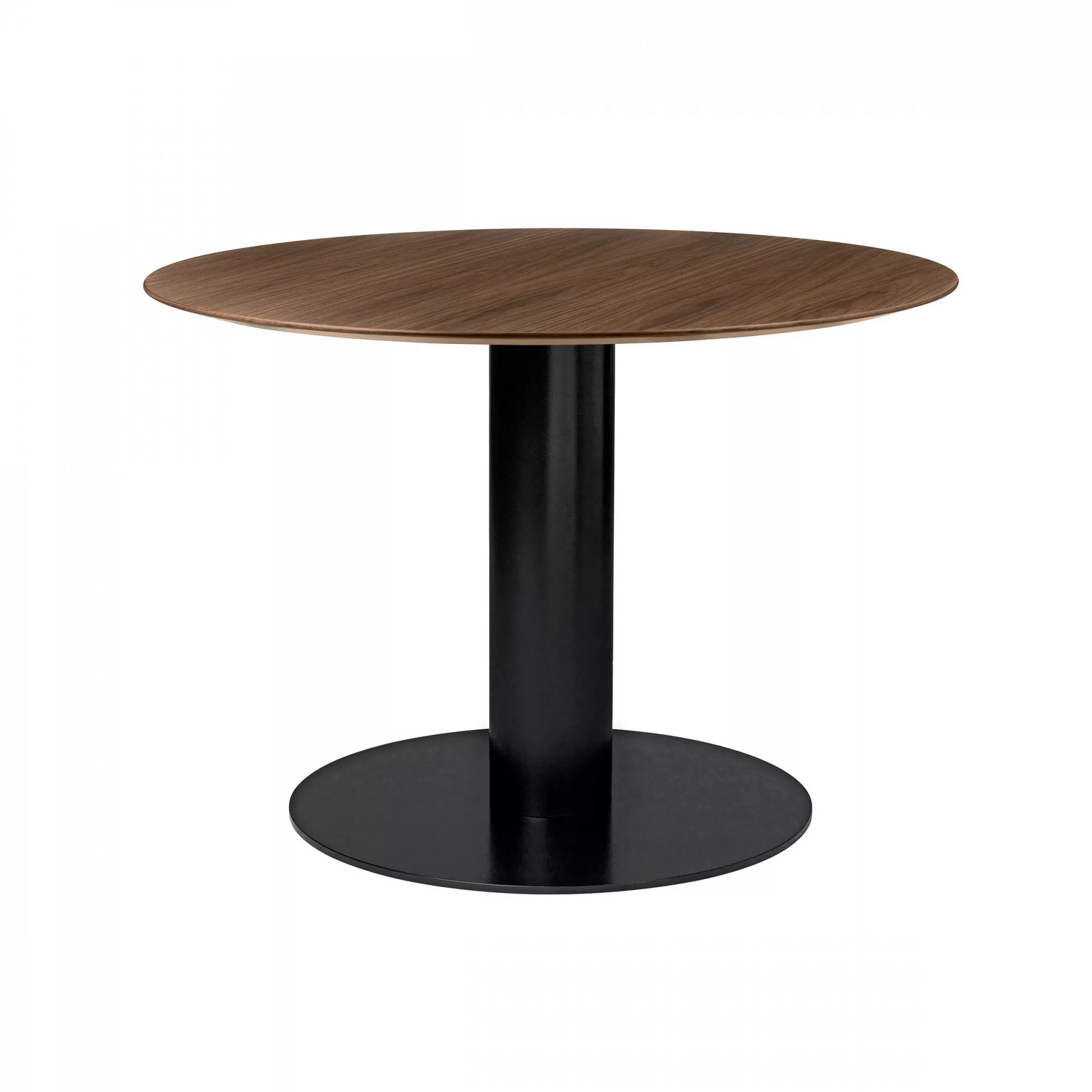 Gubi - 2.0 Dining Table Gestell schwarz Ø110cm - Walnuss/Tischplatte Walnus günstig online kaufen