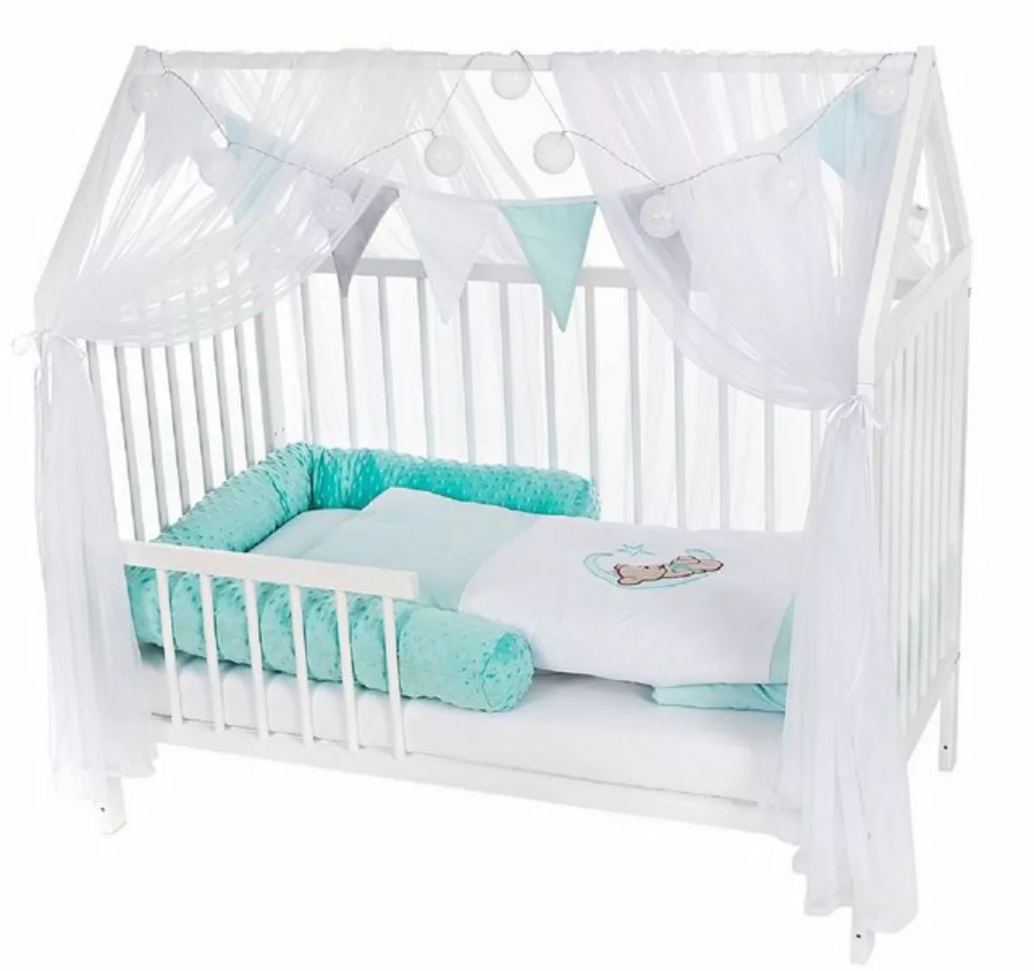 Babyhafen Kinderbett Hausbett 120x60 Rausfallschutz Kinderbett Teddy grün ( günstig online kaufen