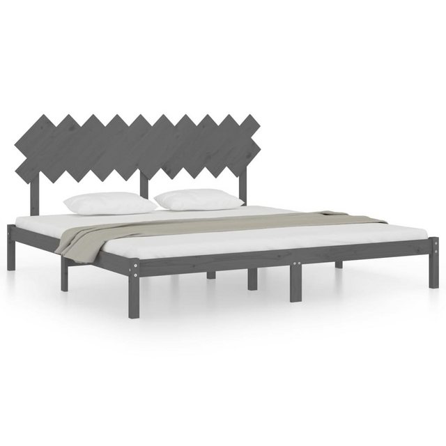 vidaXL Bettgestell Massivholzbett Grau 200x200 cm Bett Bettgestell günstig online kaufen