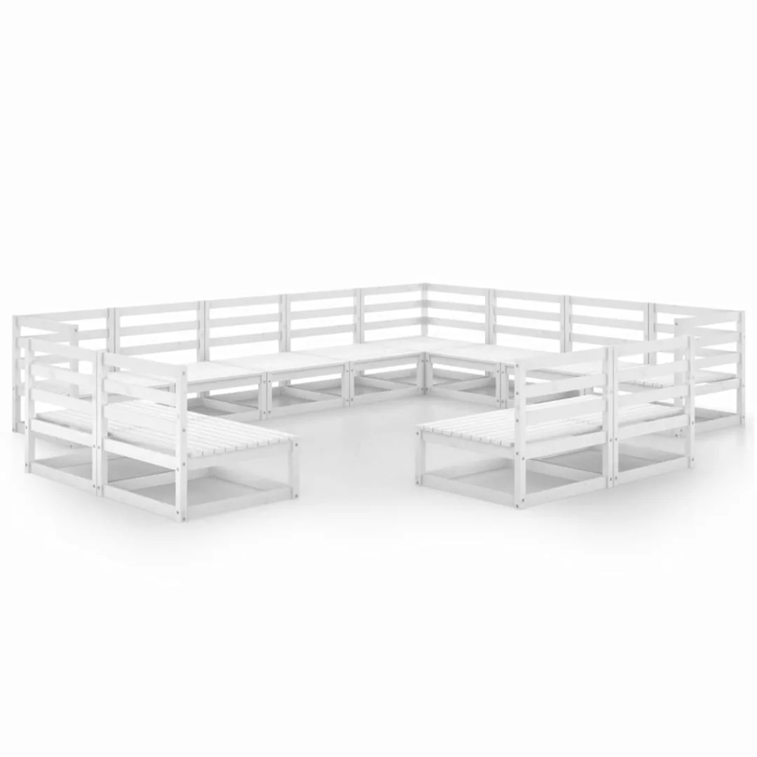 12-tlg. Garten-lounge-set Weiß Kiefer Massivholz günstig online kaufen