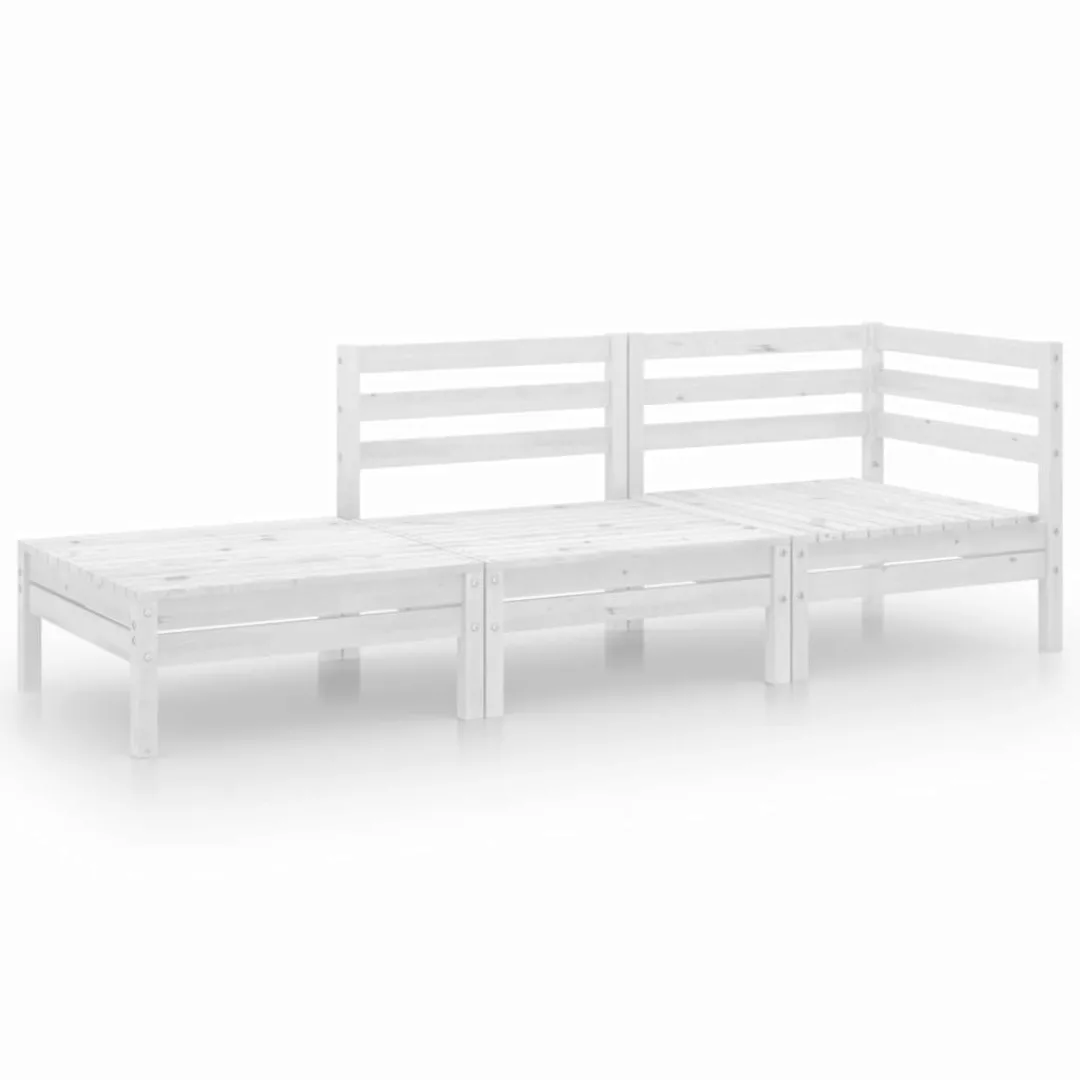 3-tlg. Garten-lounge-set Weiß Massivholz Kiefer günstig online kaufen