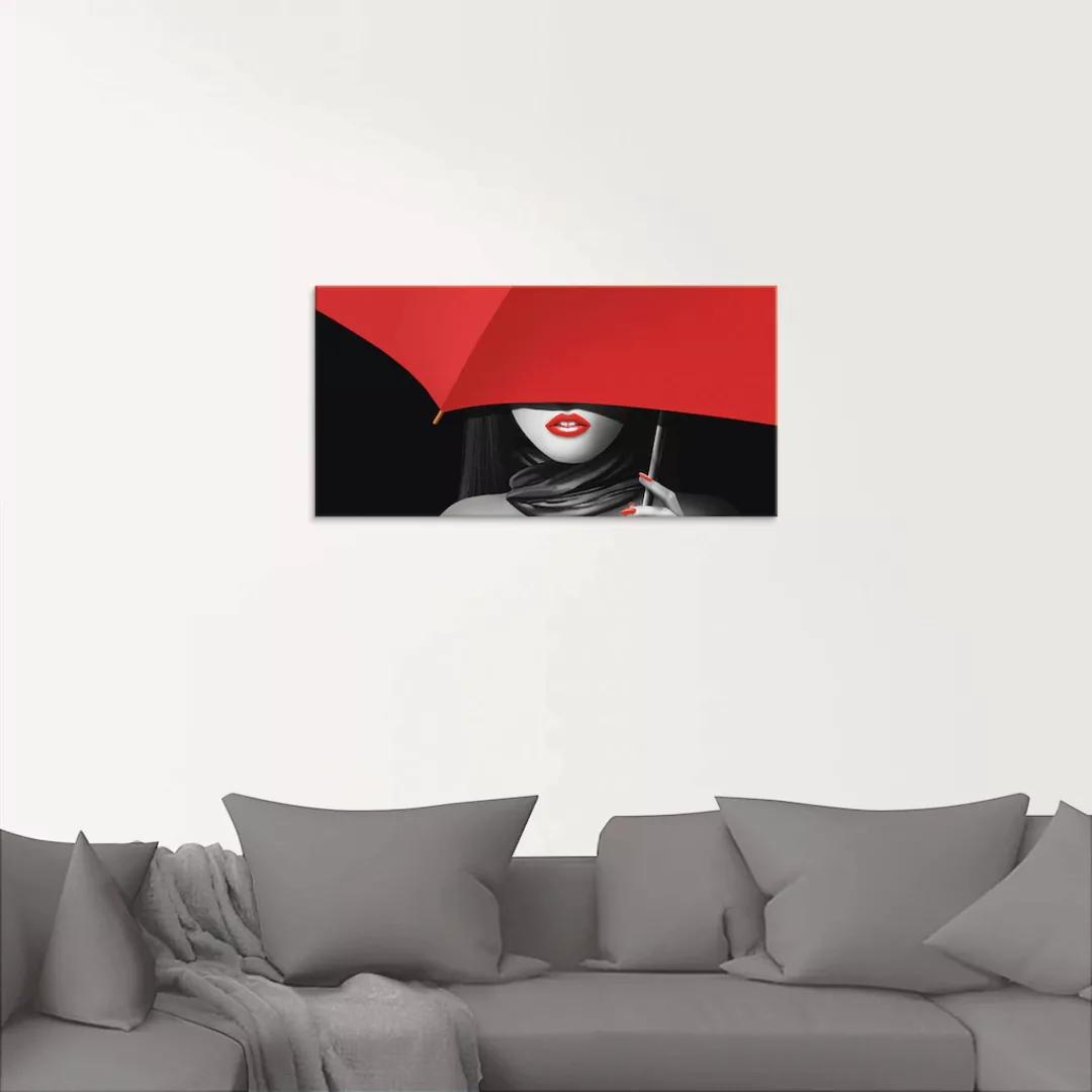 Artland Glasbild »Rote Lippen unter dem Regenschirm«, Frau, (1 St.), in ver günstig online kaufen