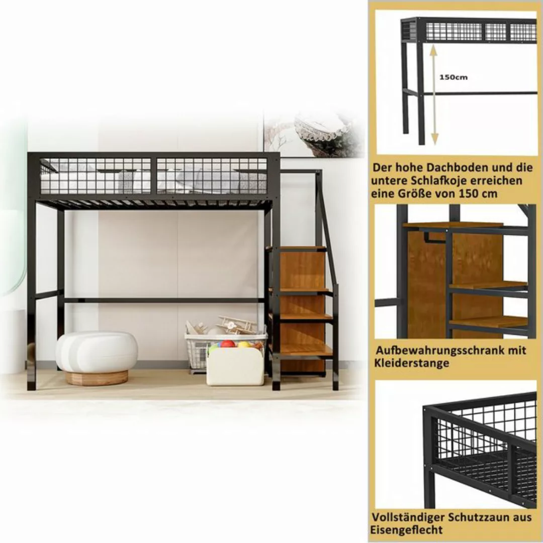 HAUSS SPLOE Metallbett Hochbett Metallbett Kinderbett Einzelbett mit Kleide günstig online kaufen