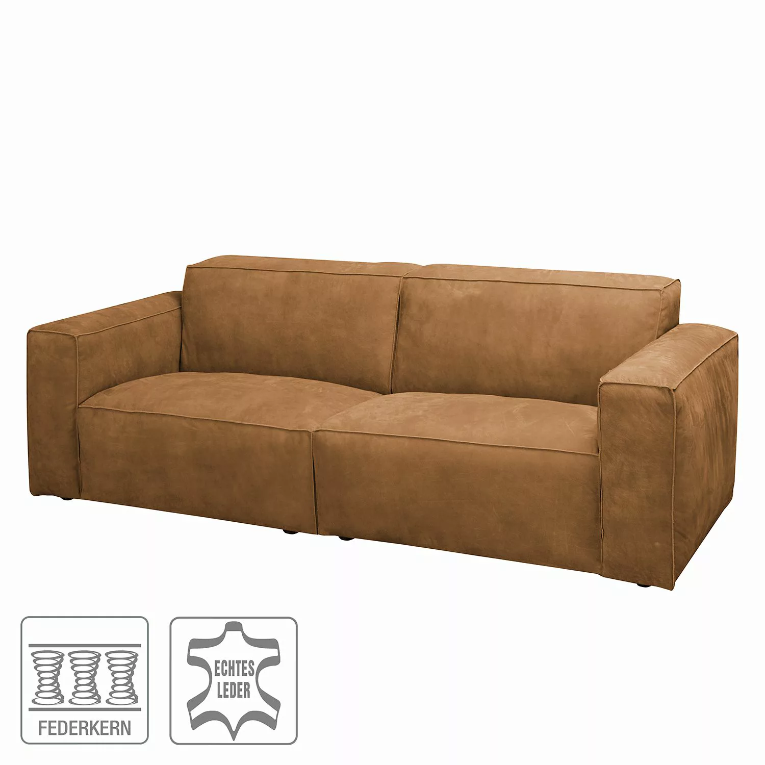 home24 ars manufacti Sofa Manchester 2-Sitzer Cognac Echtleder 192x73x96 cm günstig online kaufen