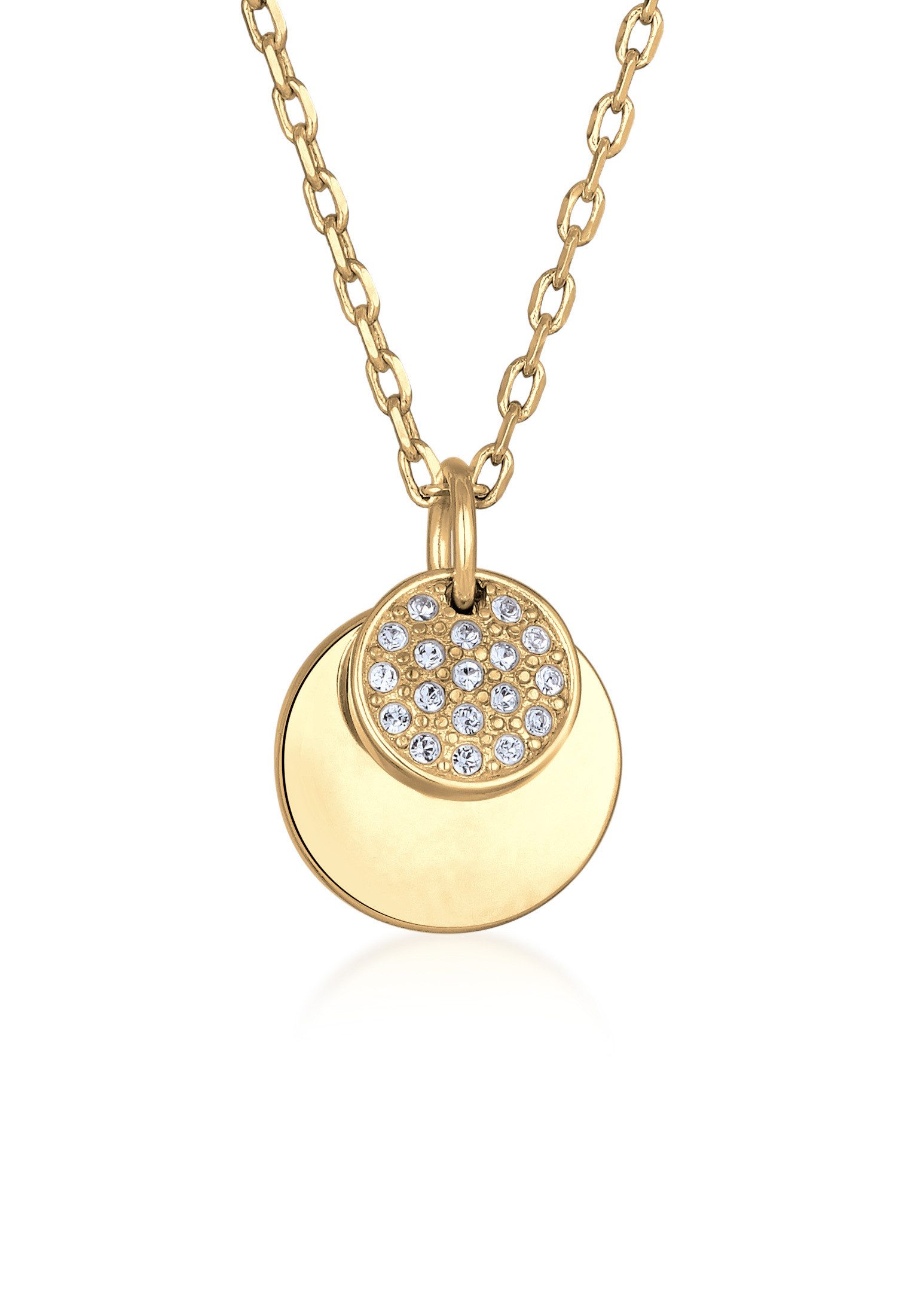 Elli Kette mit Anhänger Plättchen Kristalle günstig online kaufen