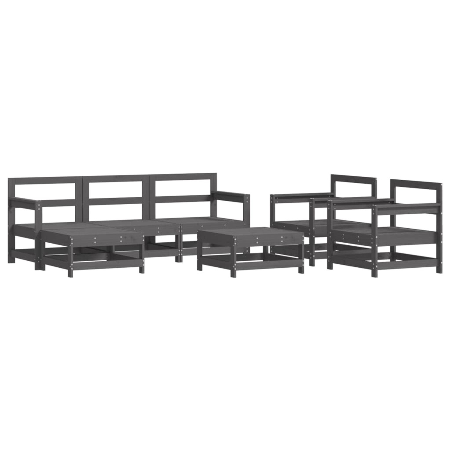 vidaXL 7-tlg Garten-Lounge-Set Grau Massivholz Kiefer Modell 11 günstig online kaufen