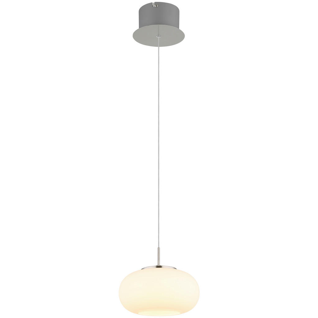 GLOBO LED-Pendelleuchte nickel matt Opal transparent Glas Metall H/D: ca. 1 günstig online kaufen