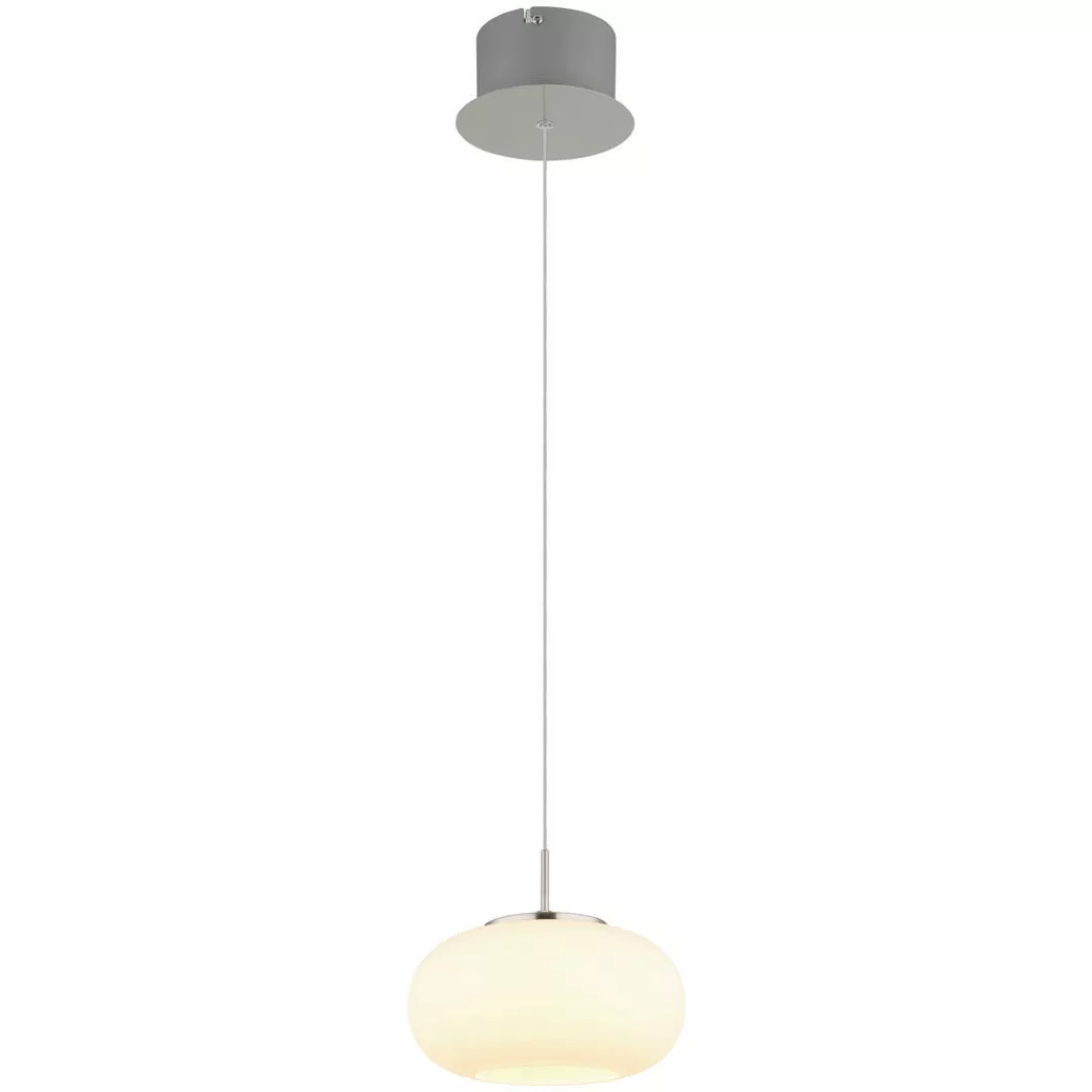 GLOBO LED-Pendelleuchte nickel matt Opal transparent Glas Metall H/D: ca. 1 günstig online kaufen