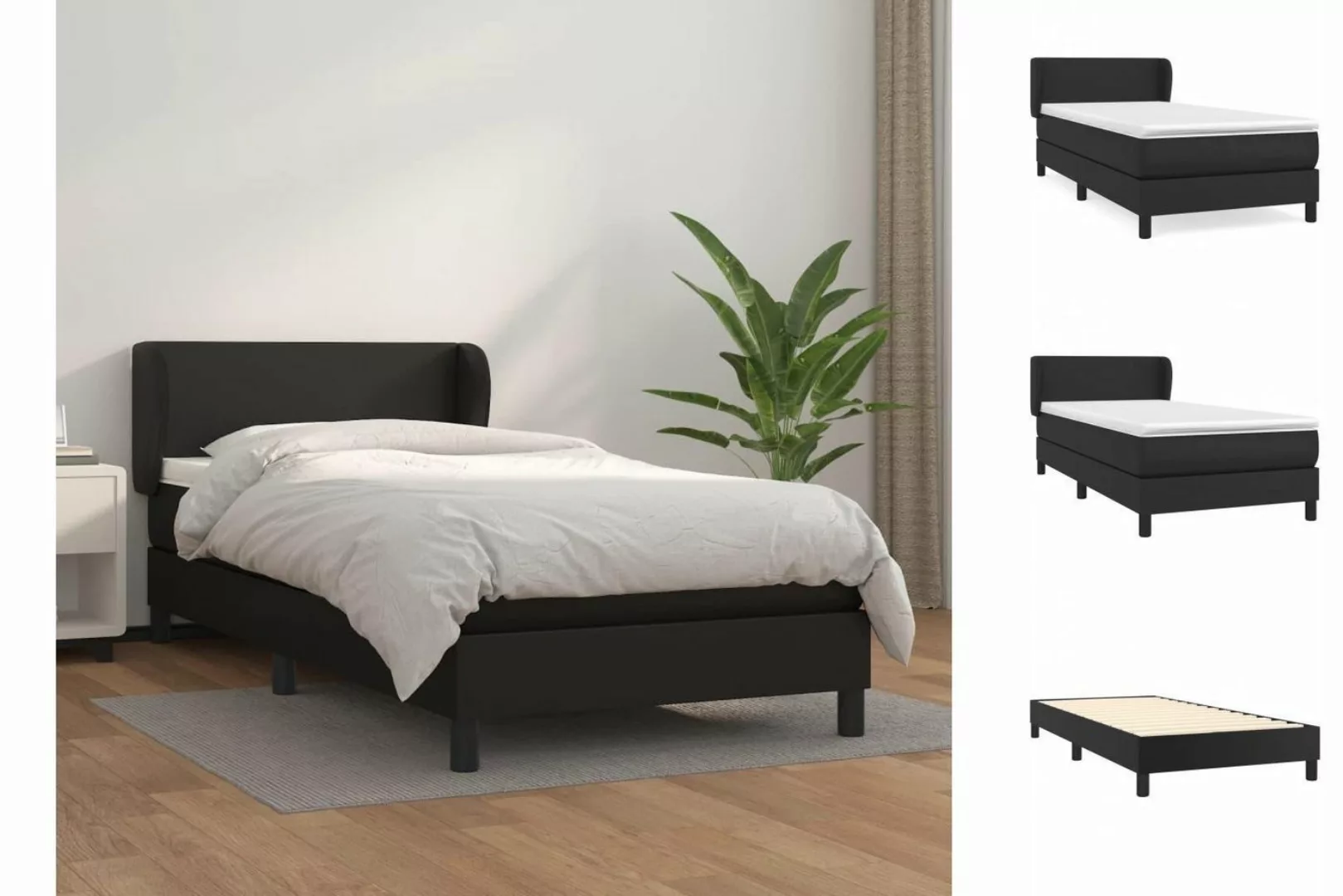 vidaXL Bettgestell Boxspringbett mit Matratze Schwarz 80x200 cm Kunstleder günstig online kaufen